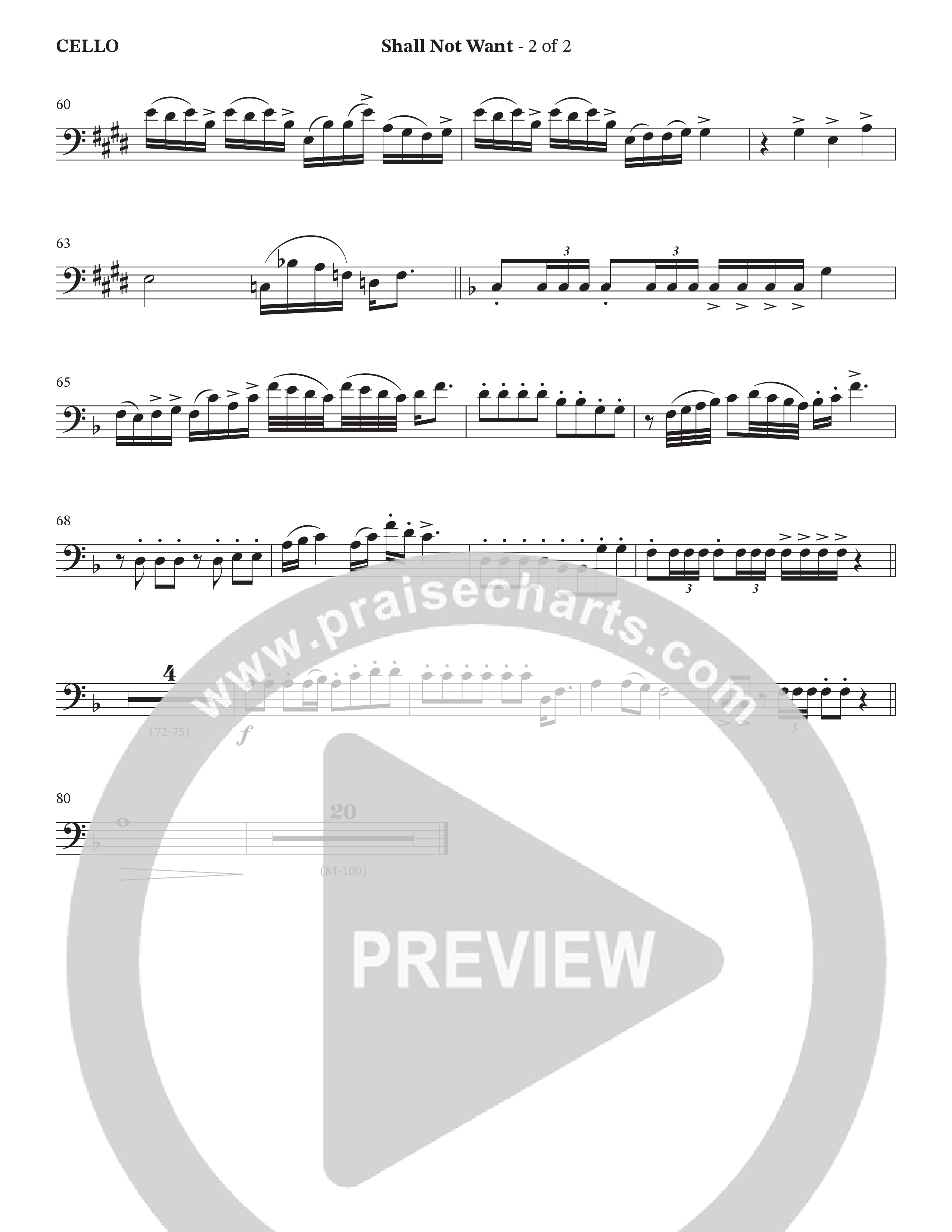 Shall Not Want (Choral Anthem SATB) Cello (StowTown Worship / Isaiah Templeton)