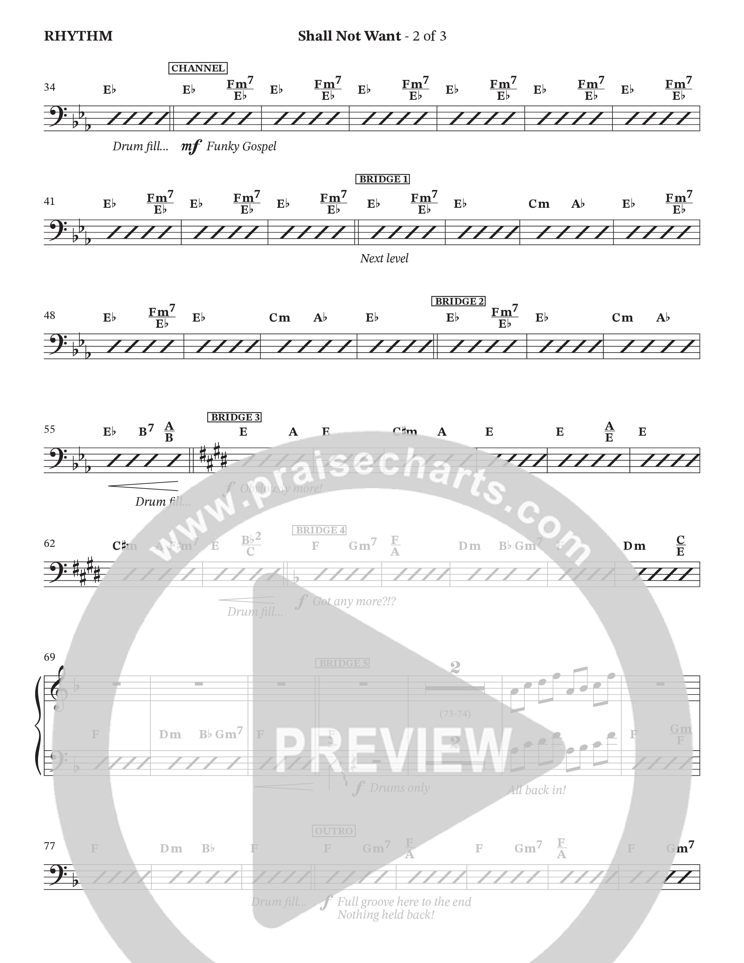 Shall Not Want (Choral Anthem SATB) Rhythm Chart (StowTown Worship / Isaiah Templeton)