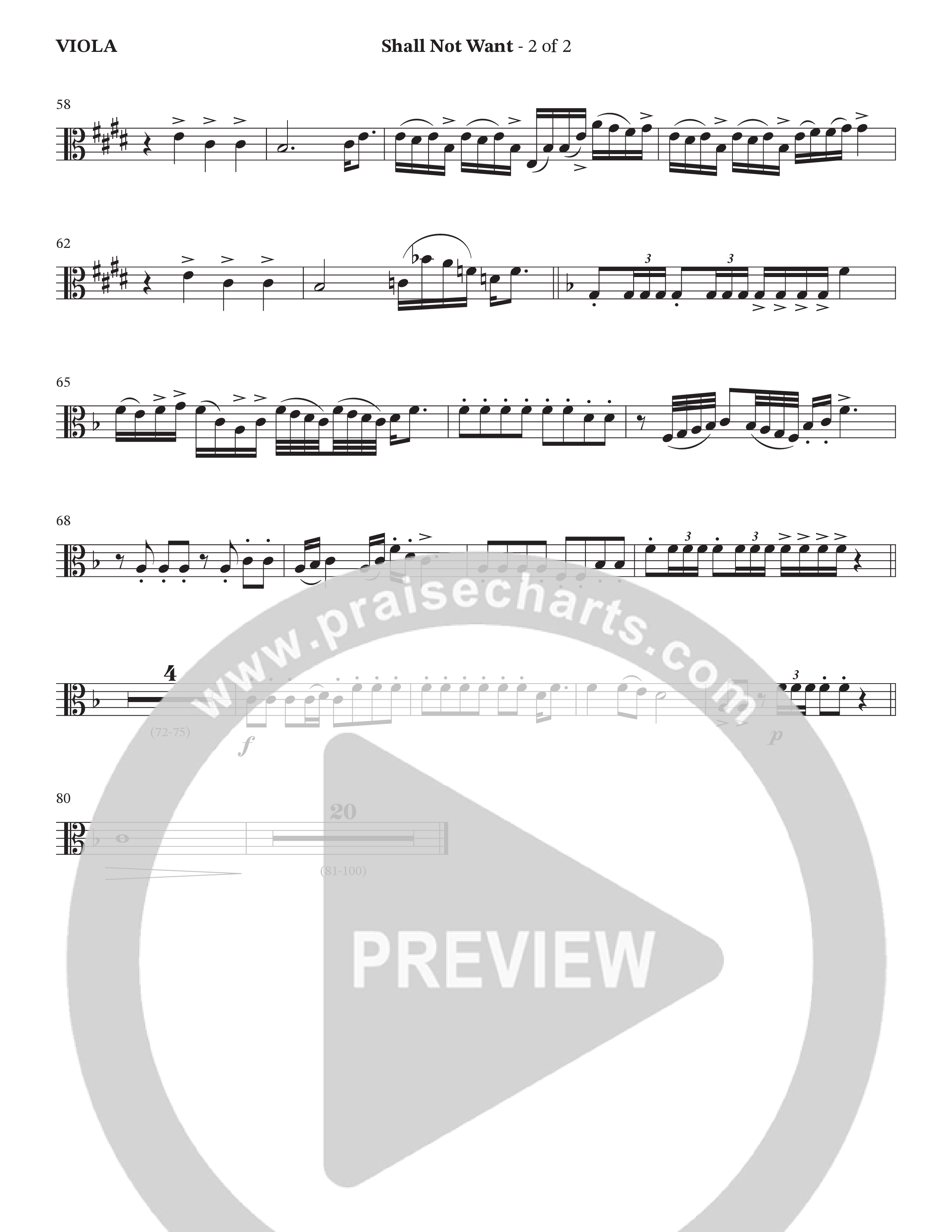 Shall Not Want (Choral Anthem SATB) Viola (StowTown Worship / Isaiah Templeton)