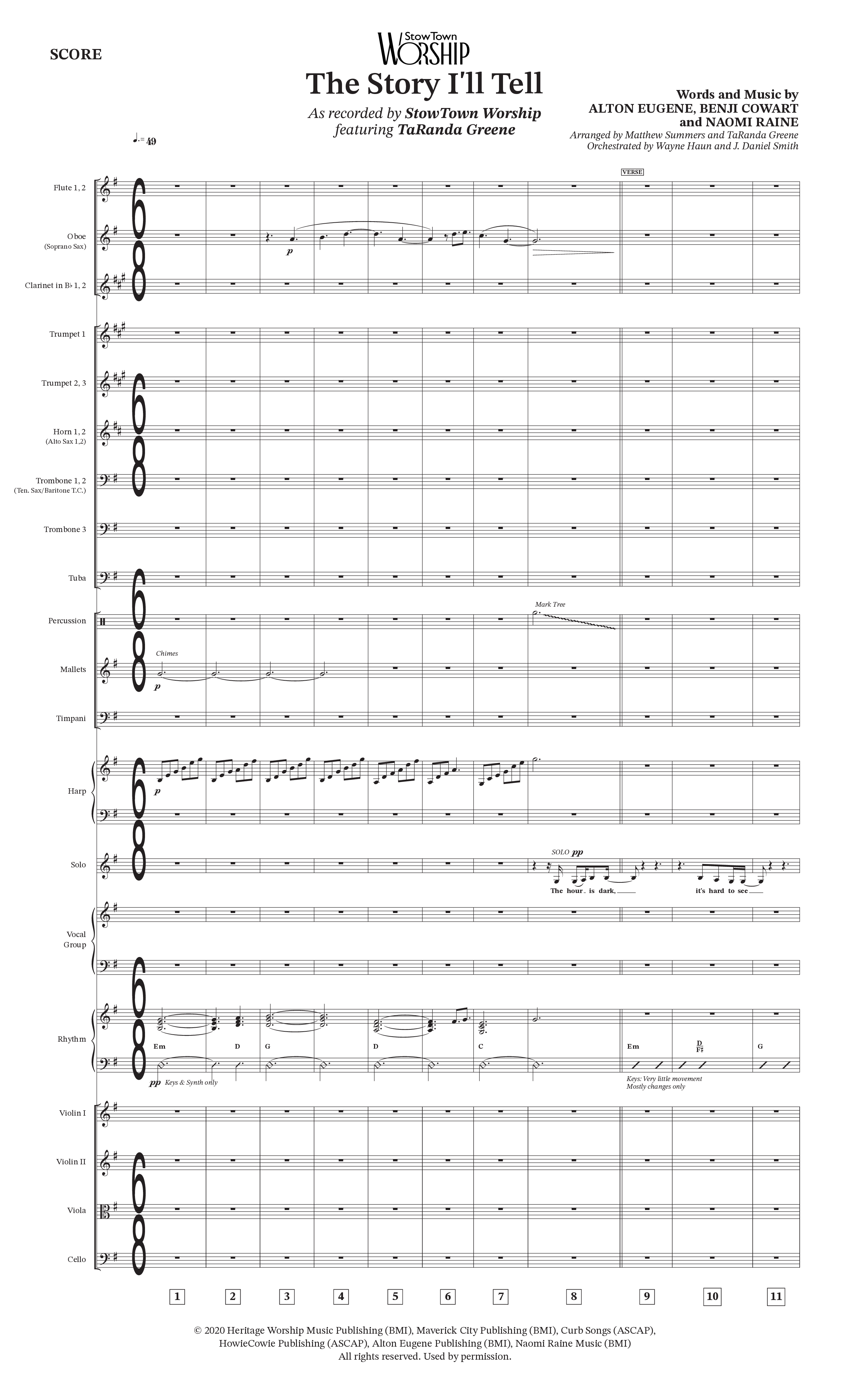 The Story I'll Tell (Choral Anthem SATB) Orchestration (StowTown Worship / TaRanda Greene)