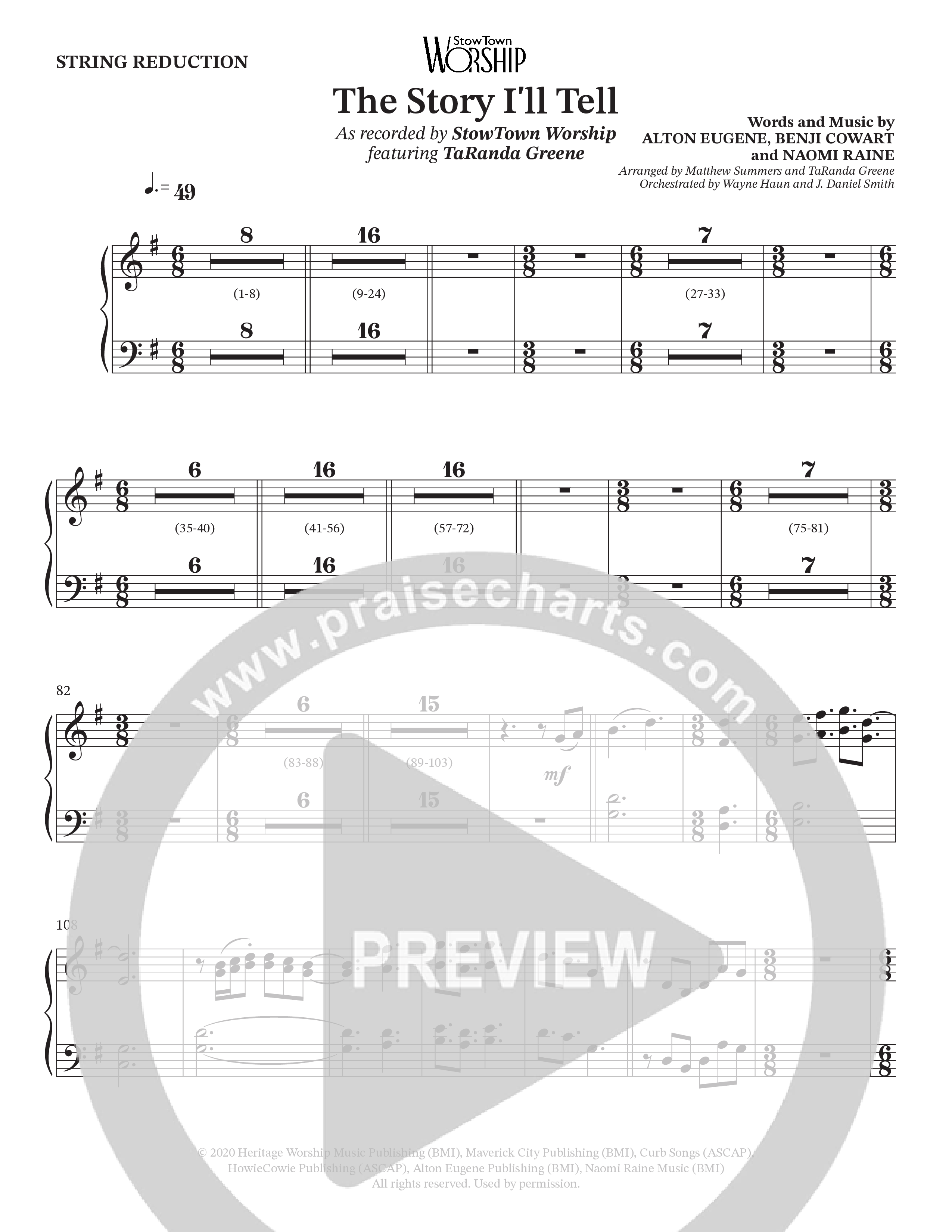 The Story I'll Tell (Choral Anthem SATB) String Reduction (StowTown Worship / TaRanda Greene)