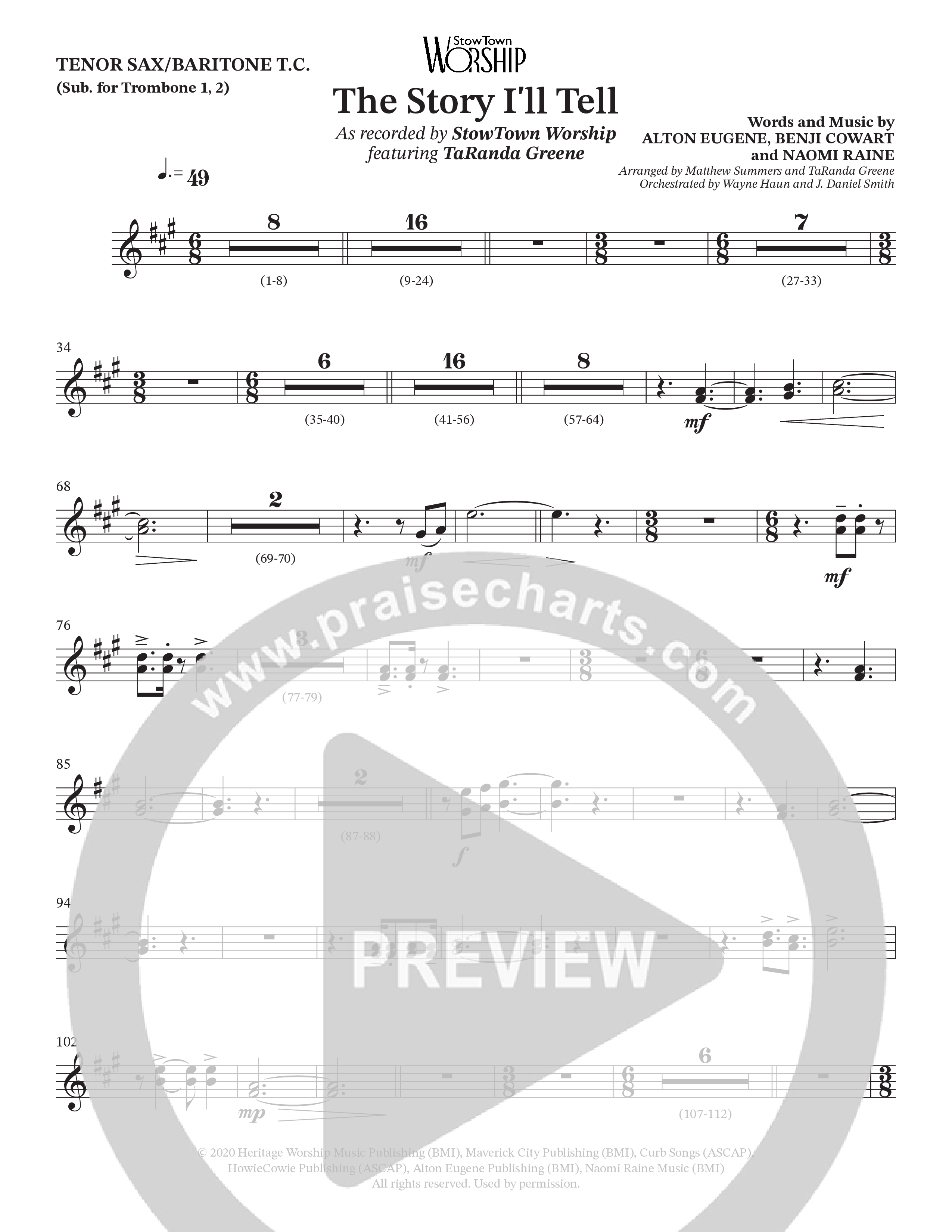 The Story I'll Tell (Choral Anthem SATB) Tenor Sax/Baritone T.C. (StowTown Worship / TaRanda Greene)