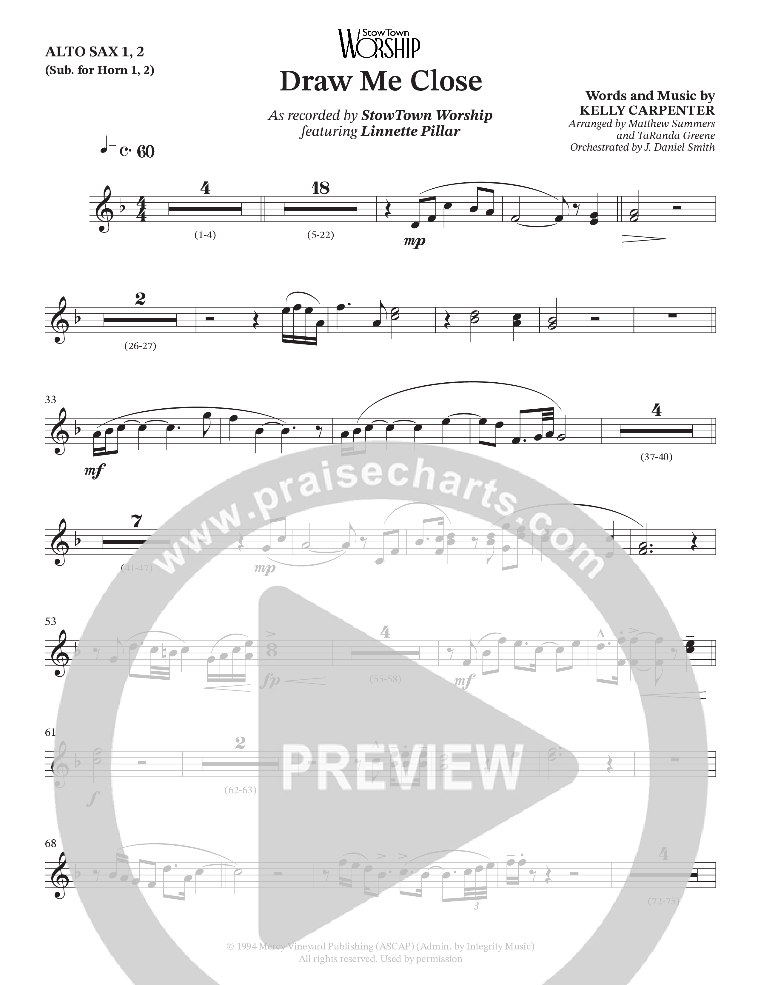 Draw Me Close (Choral Anthem SATB) Alto Sax 1/2 (StowTown Worship / Linette Pillar)