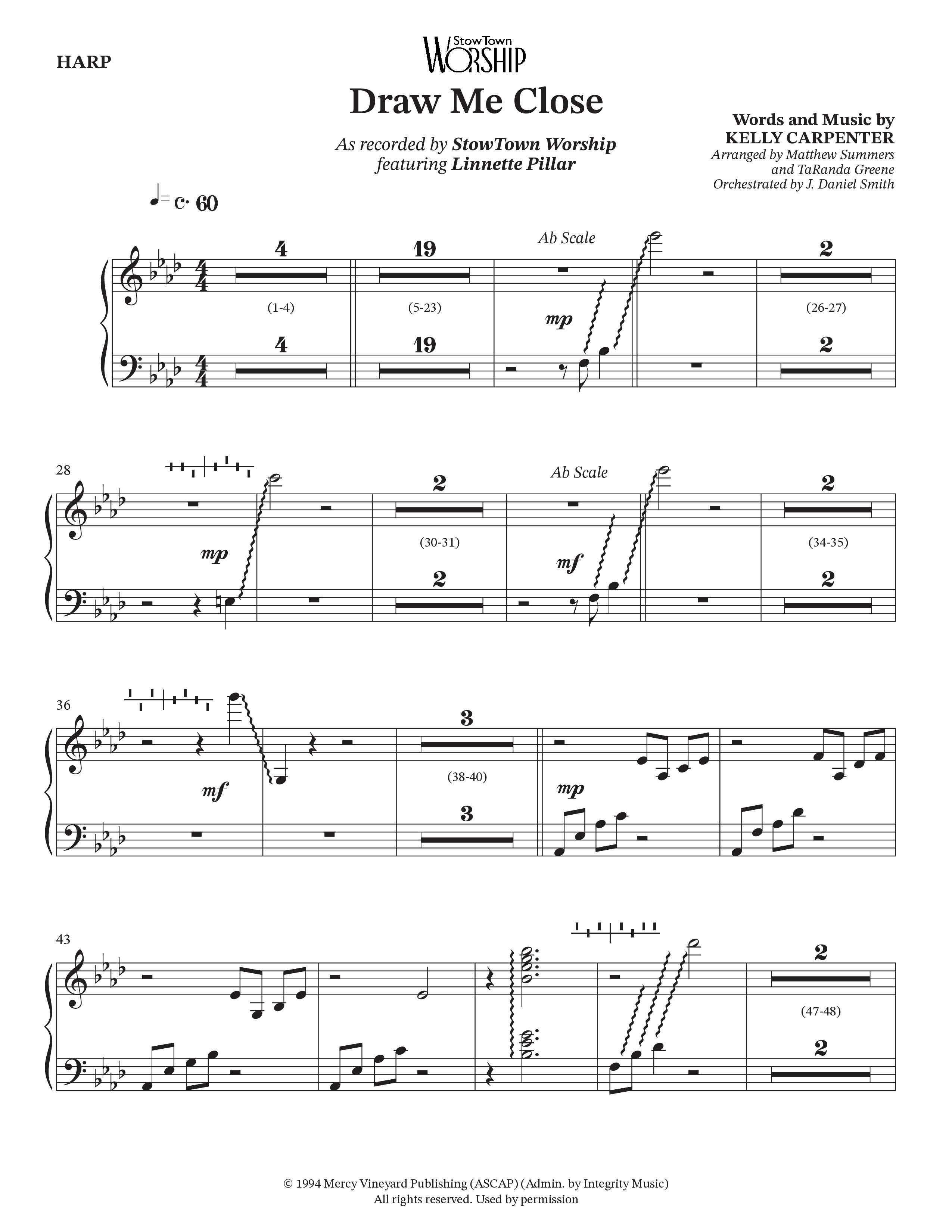 Draw Me Close (Choral Anthem SATB) Harp (StowTown Worship / Linette Pillar)