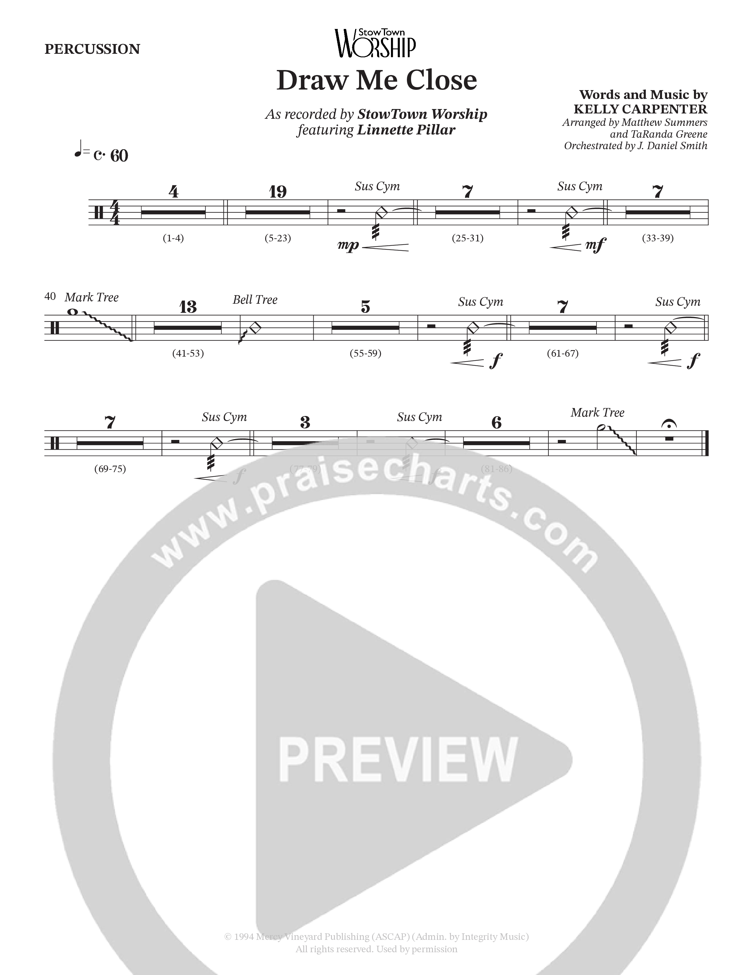 Draw Me Close (Choral Anthem SATB) Percussion (StowTown Worship / Linette Pillar)