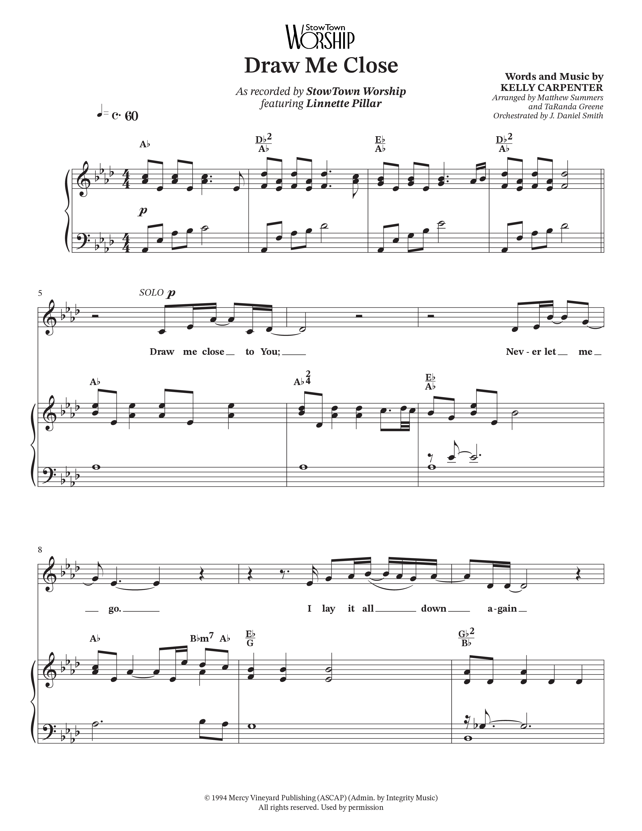 Draw Me Close (Choral Anthem SATB) Anthem (SATB/Piano) (StowTown Worship / Linette Pillar)