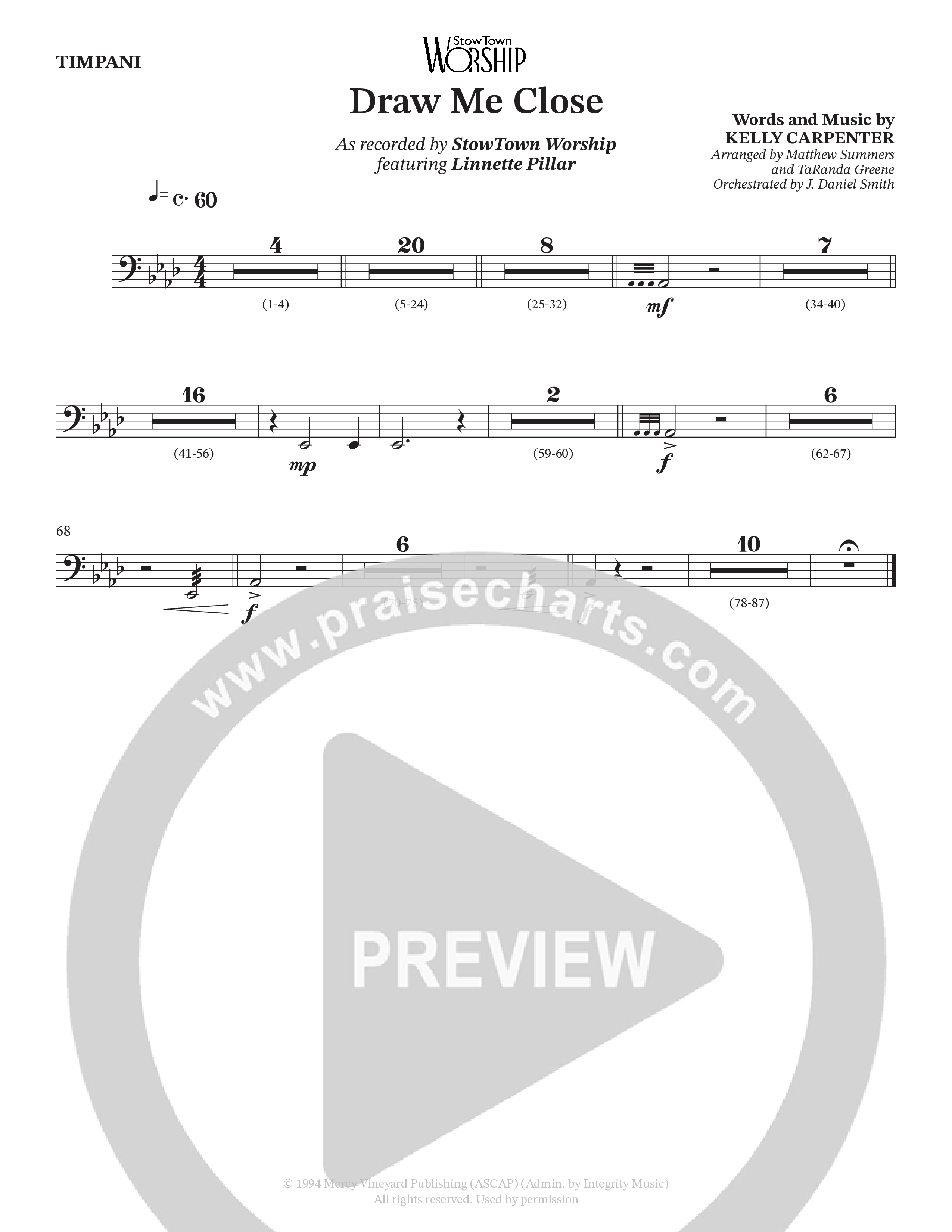 Draw Me Close (Choral Anthem SATB) Timpani (StowTown Worship / Linette Pillar)