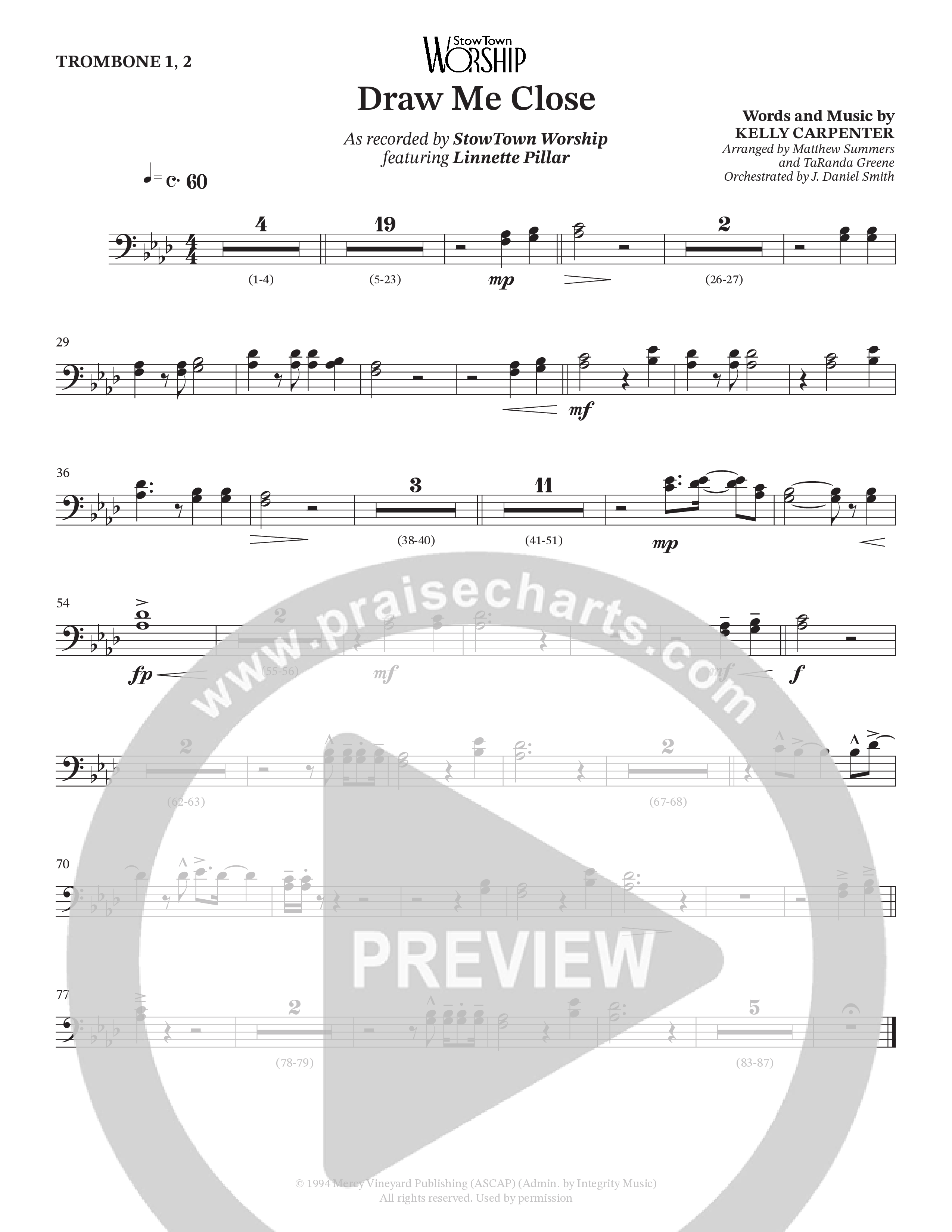 Draw Me Close (Choral Anthem SATB) Trombone 1/2 (StowTown Worship / Linette Pillar)