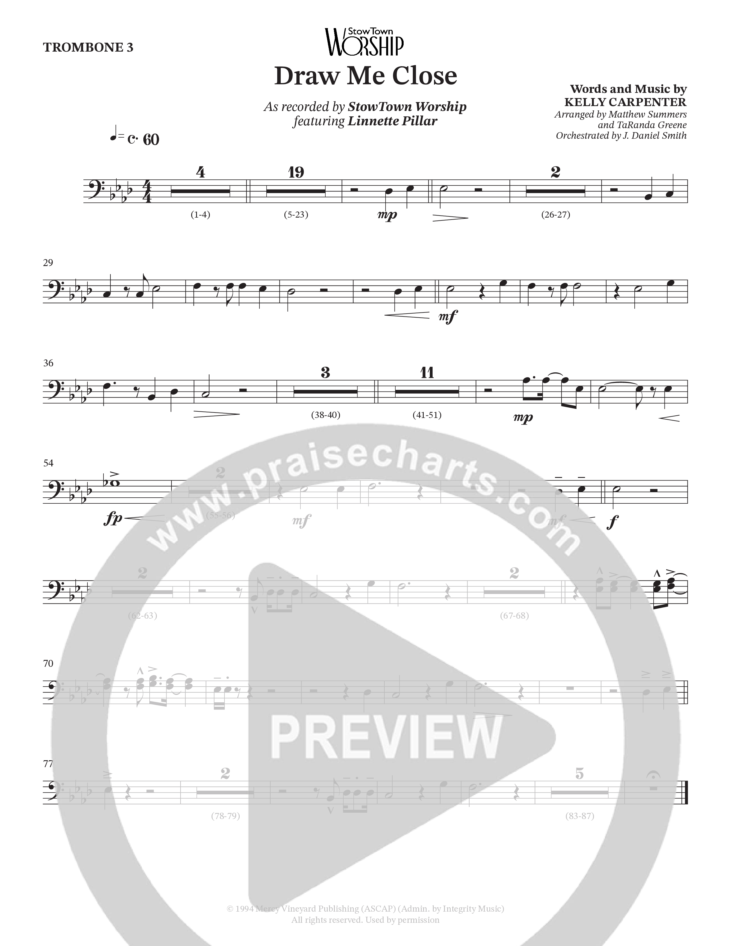Draw Me Close (Choral Anthem SATB) Trombone 3 (StowTown Worship / Linette Pillar)