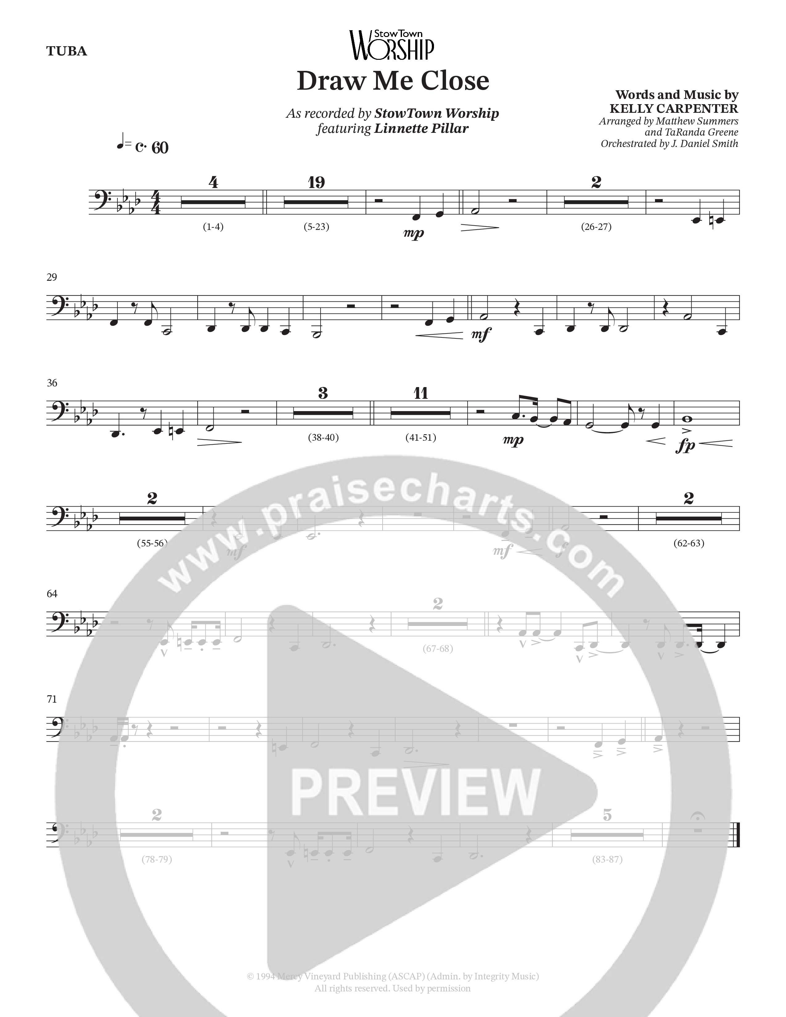 Draw Me Close (Choral Anthem SATB) Tuba (StowTown Worship / Linette Pillar)