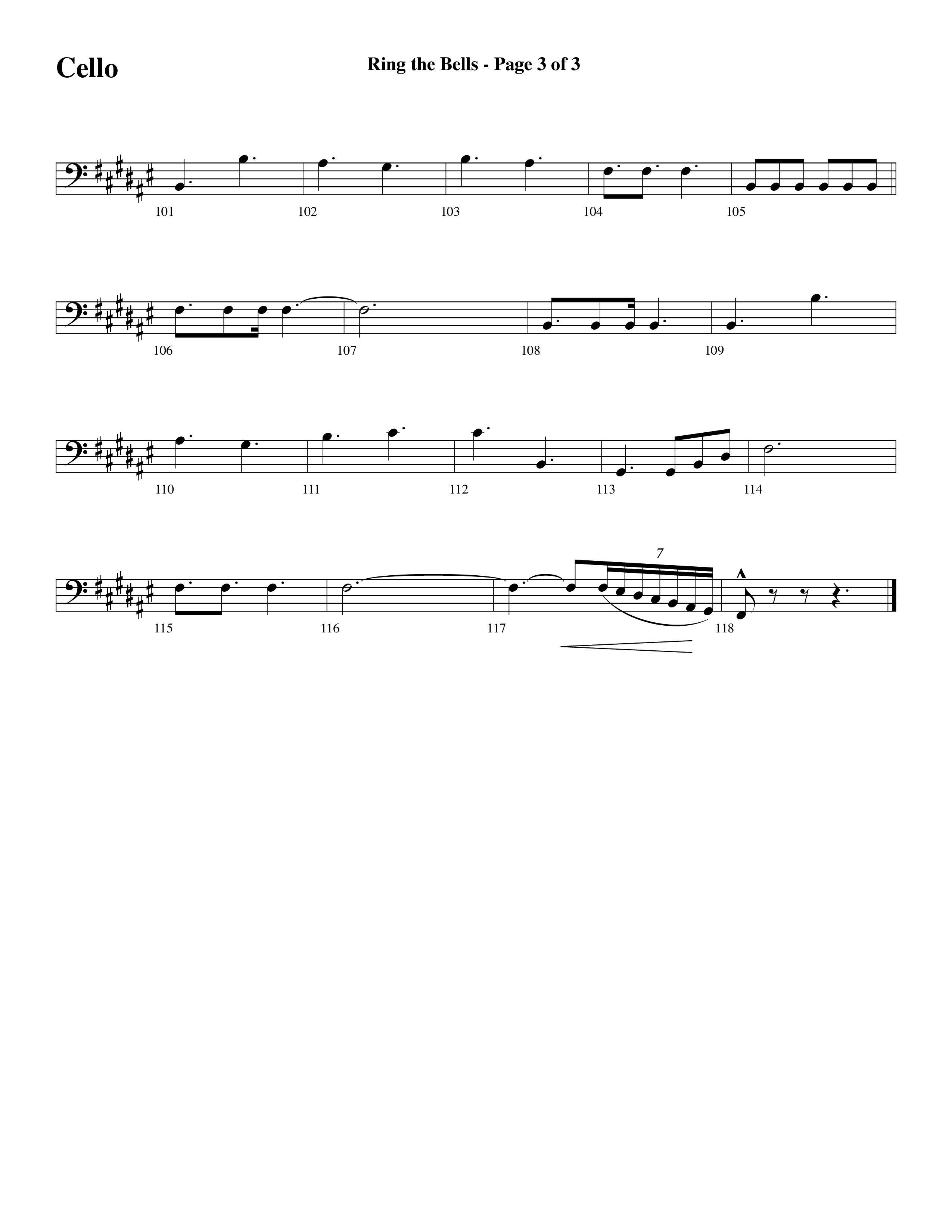 Ring The Bells (Choral Anthem SATB) Cello (Word Music Choral / Arr. Gary Rhodes / Orch. Tim Cates)