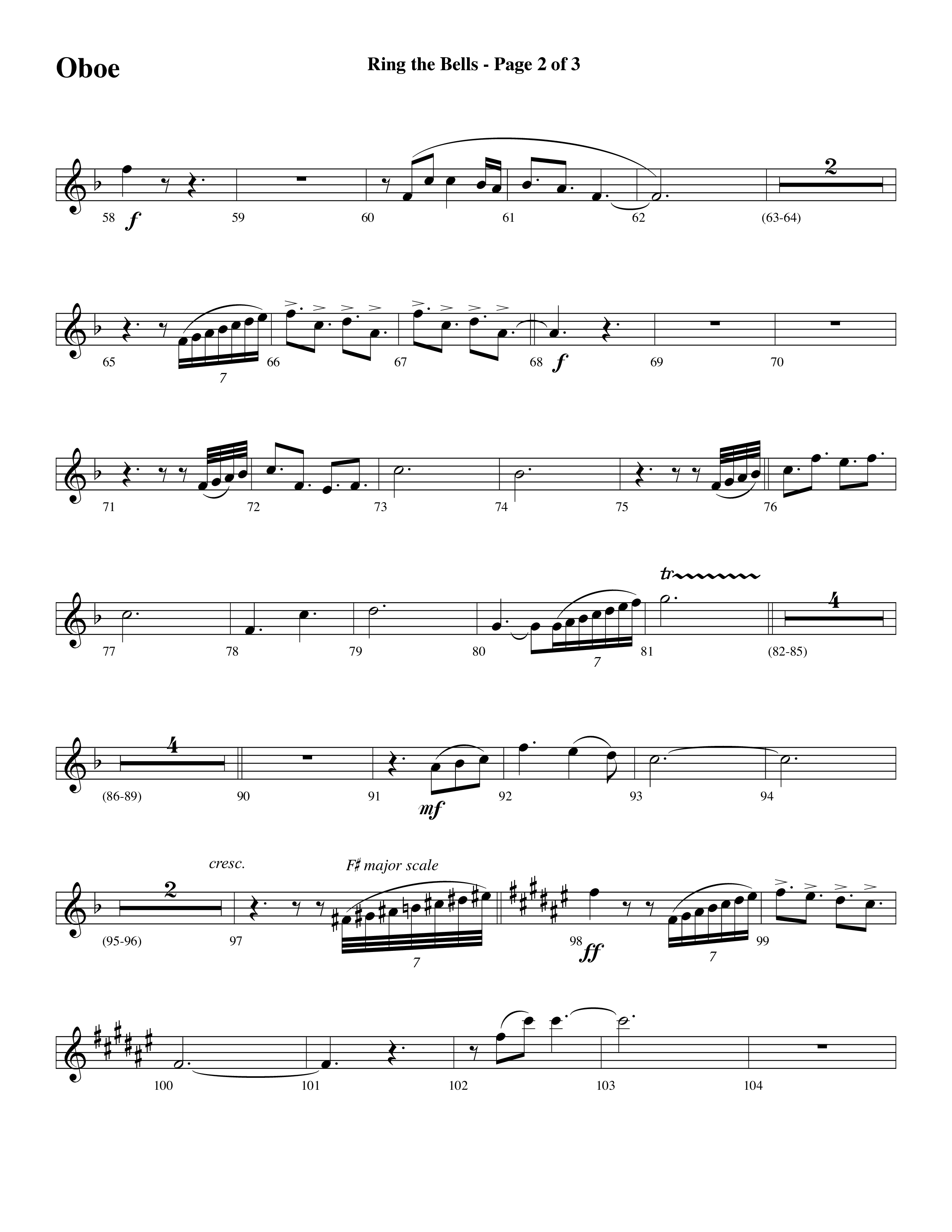 Ring The Bells (Choral Anthem SATB) Oboe (Word Music Choral / Arr. Gary Rhodes / Orch. Tim Cates)