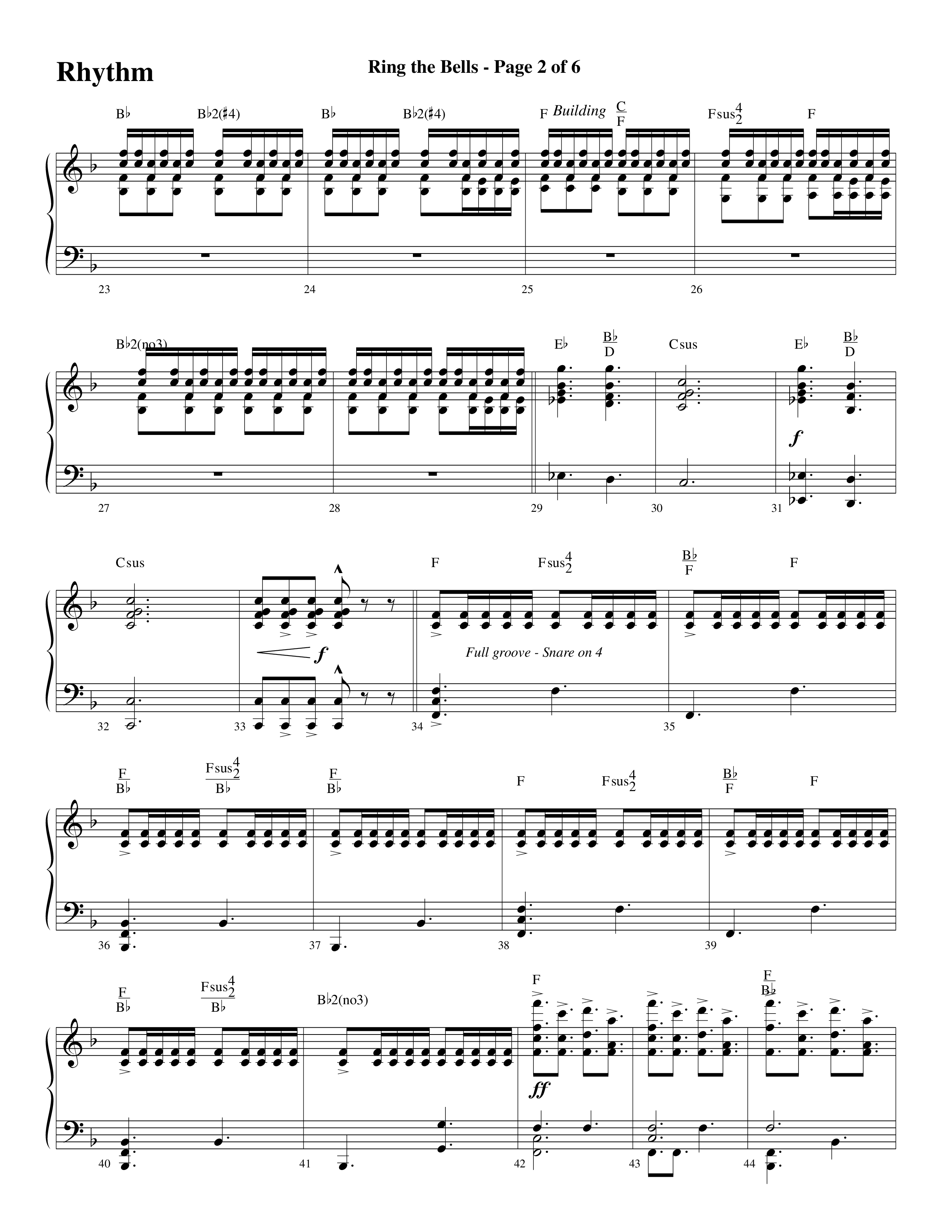 Ring The Bells (Choral Anthem SATB) Rhythm Chart (Word Music Choral / Arr. Gary Rhodes / Orch. Tim Cates)