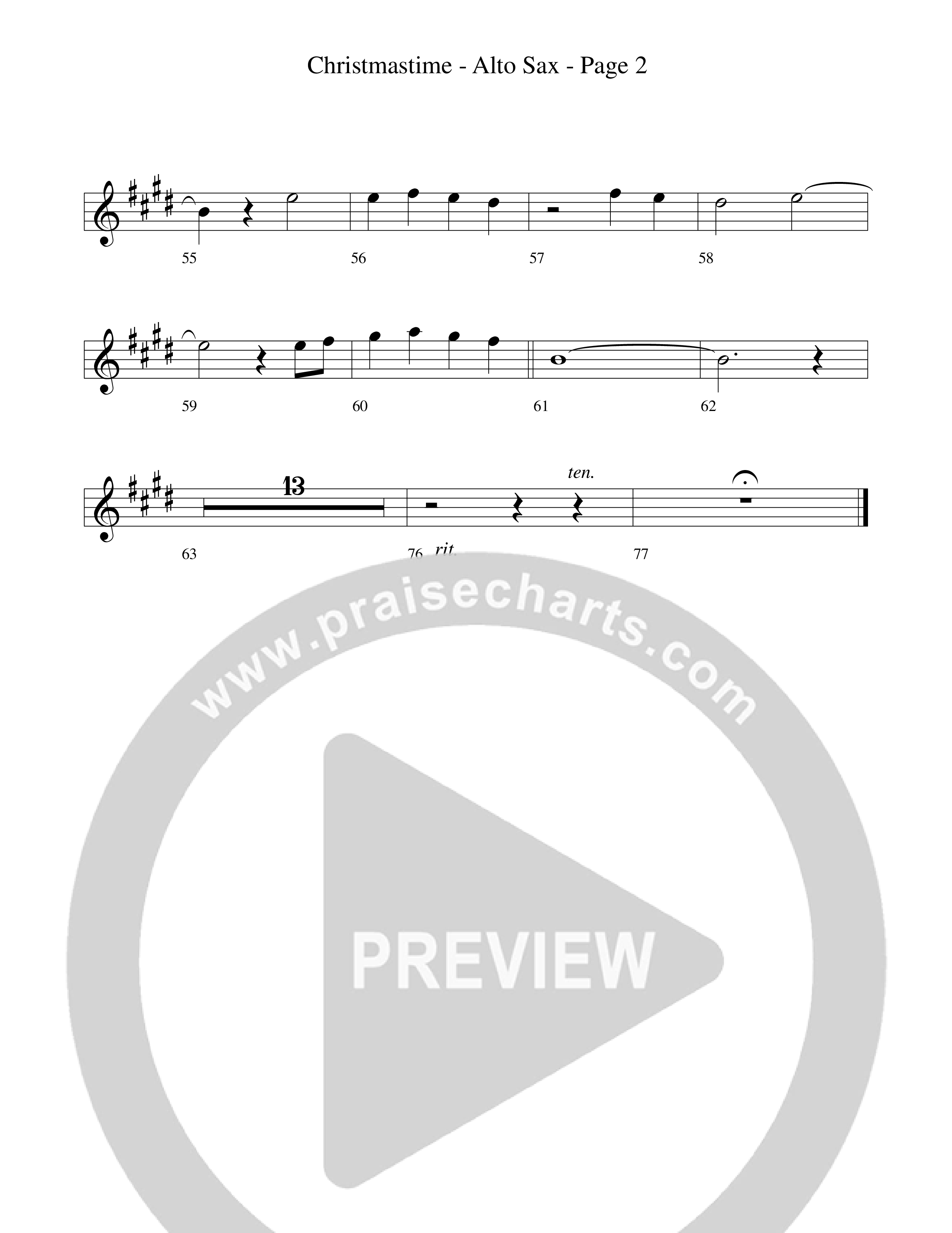 Christmastime (Choral Anthem SATB) Alto Sax (Word Music Choral / Arr. Gary Rhodes / Orch. Lee Poquette)