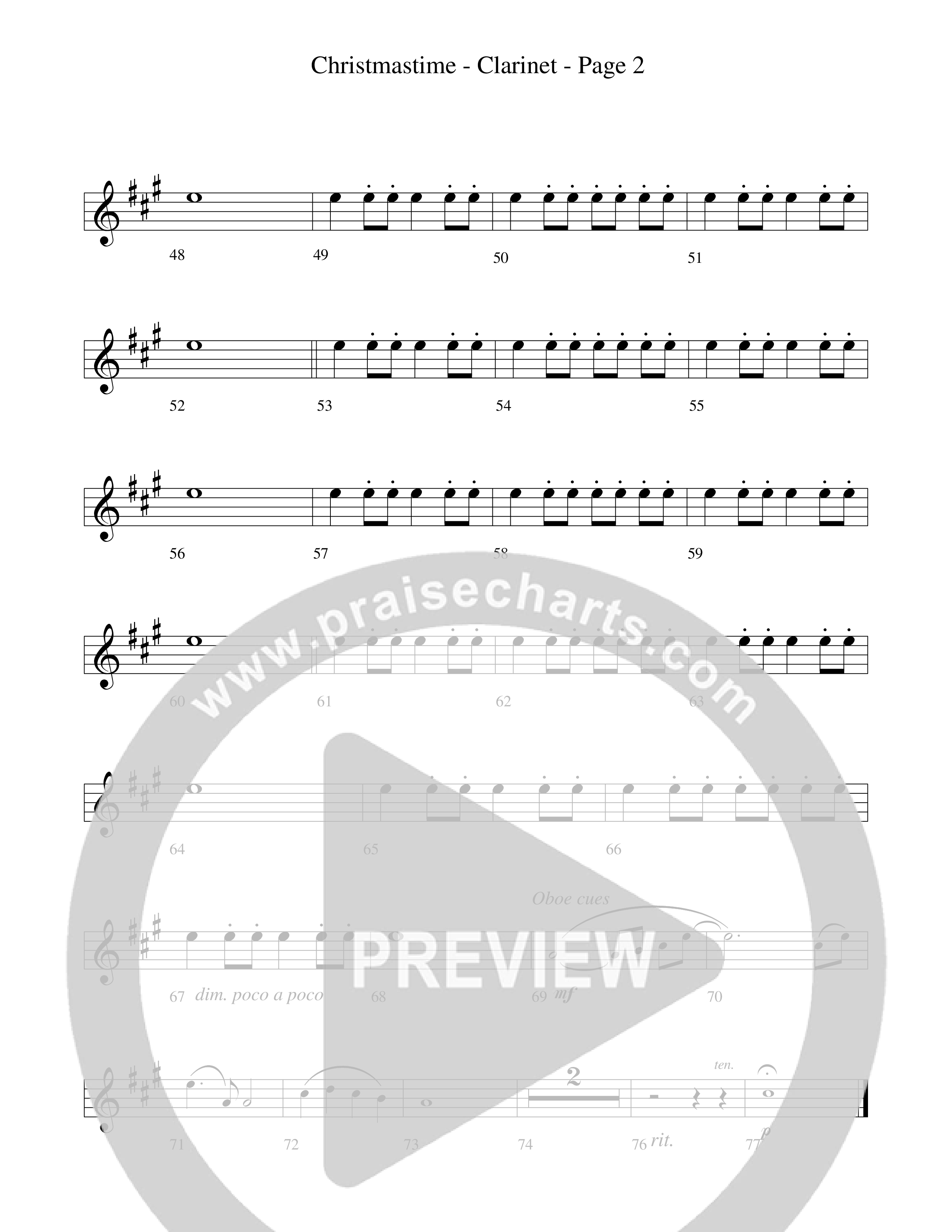 Christmastime (Choral Anthem SATB) Clarinet (Word Music Choral / Arr. Gary Rhodes / Orch. Lee Poquette)