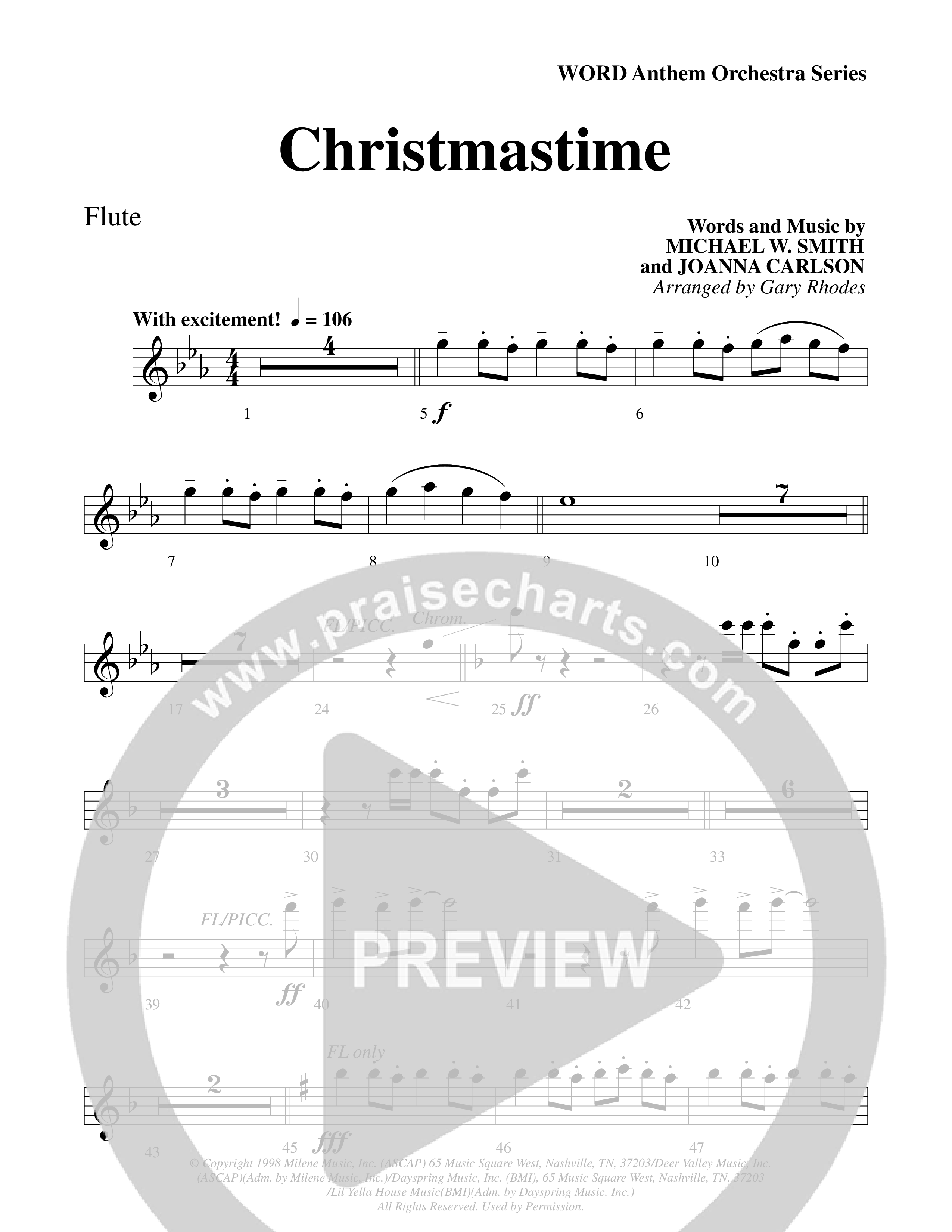 Christmastime (Choral Anthem SATB) Flute (Word Music Choral / Arr. Gary Rhodes / Orch. Lee Poquette)