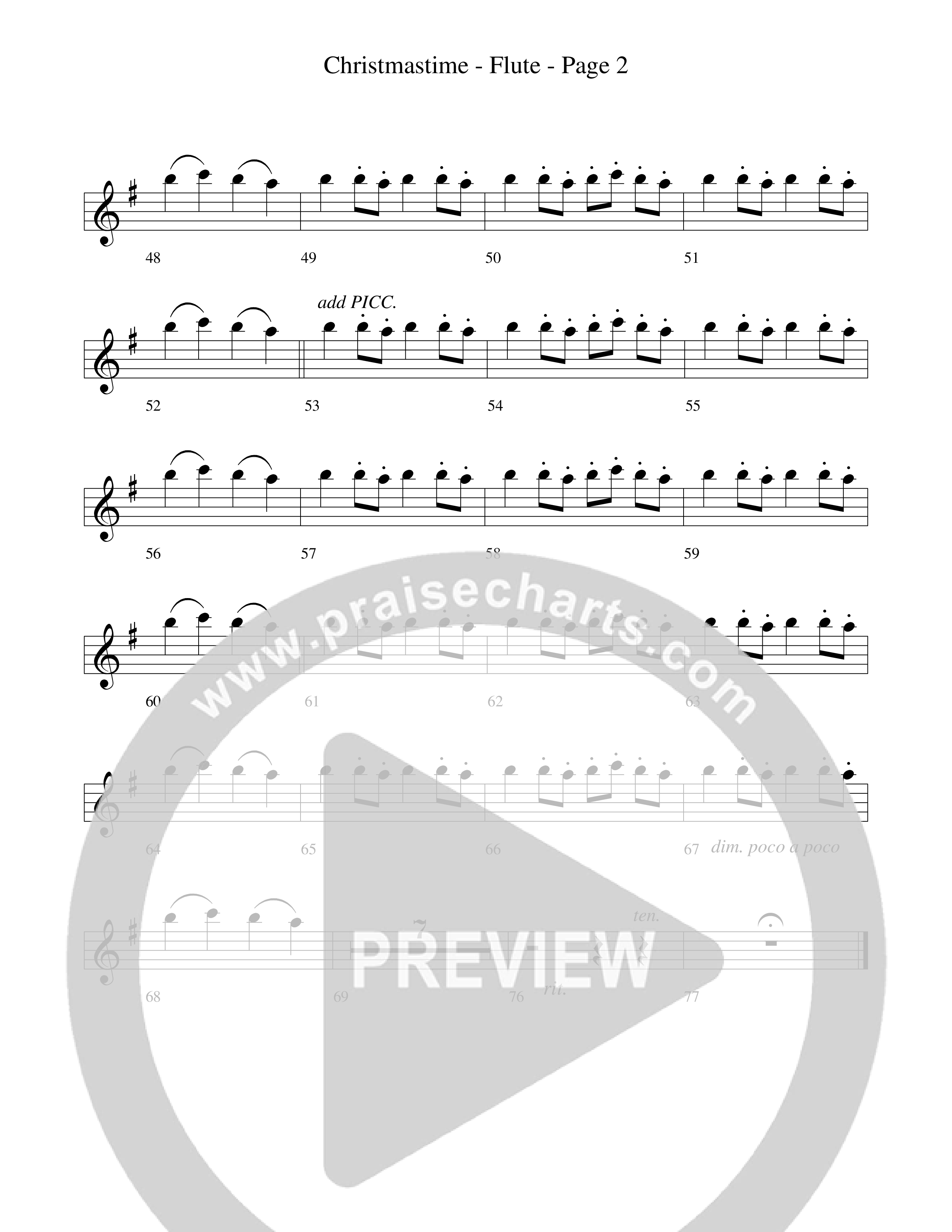 Christmastime (Choral Anthem SATB) Flute (Word Music Choral / Arr. Gary Rhodes / Orch. Lee Poquette)