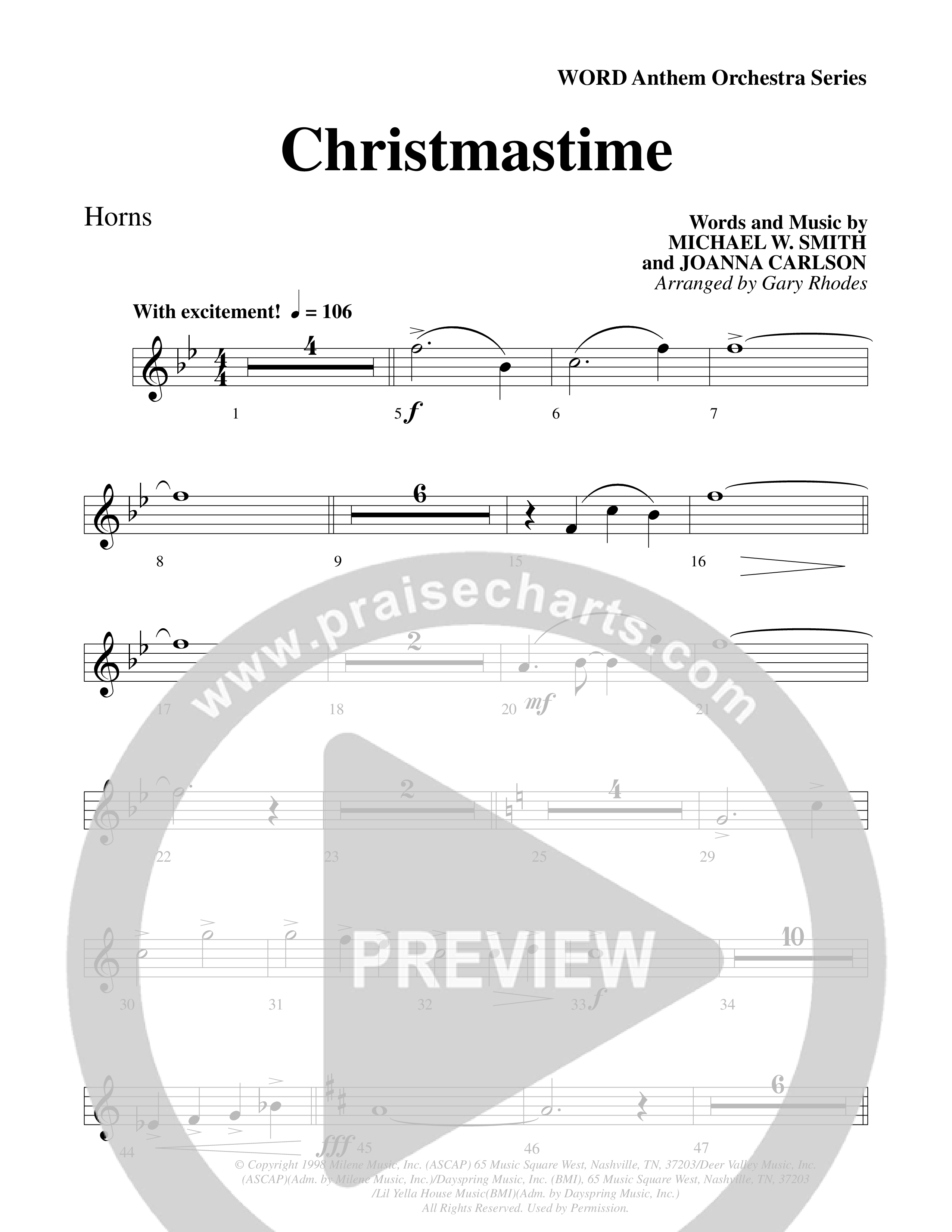 Christmastime (Choral Anthem SATB) French Horn (Word Music Choral / Arr. Gary Rhodes / Orch. Lee Poquette)