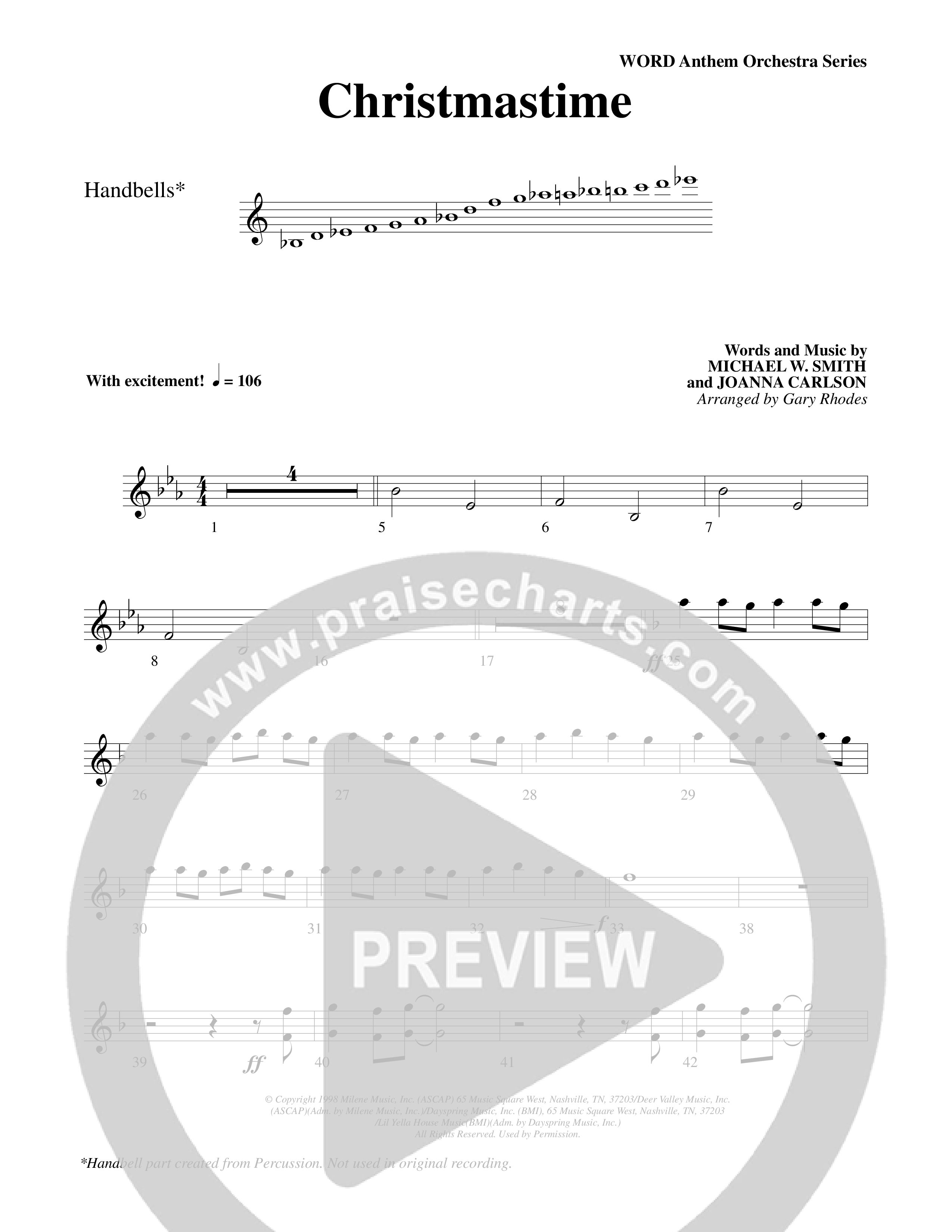Christmastime (Choral Anthem SATB) Handbells (Word Music Choral / Arr. Gary Rhodes / Orch. Lee Poquette)
