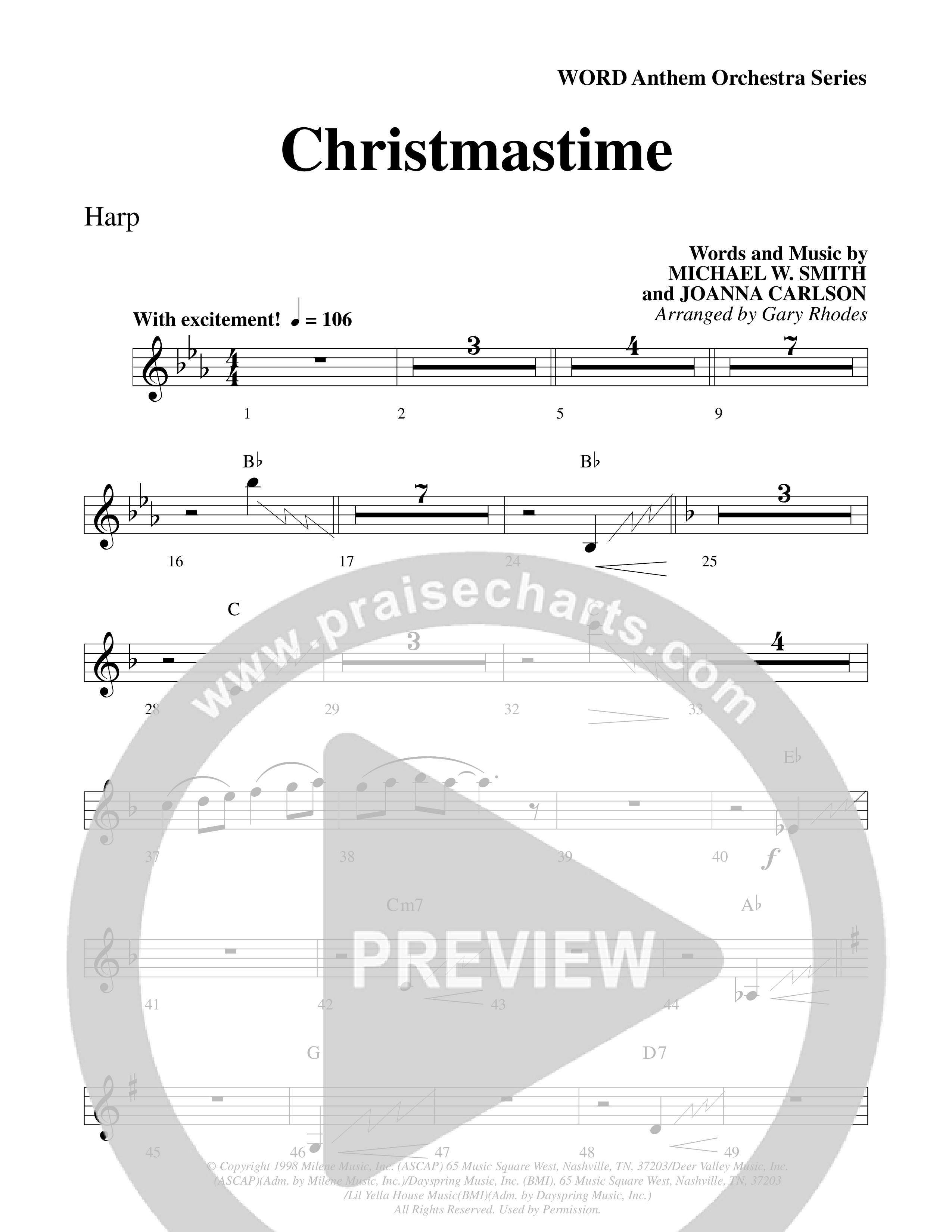 Christmastime (Choral Anthem SATB) Harp (Word Music Choral / Arr. Gary Rhodes / Orch. Lee Poquette)