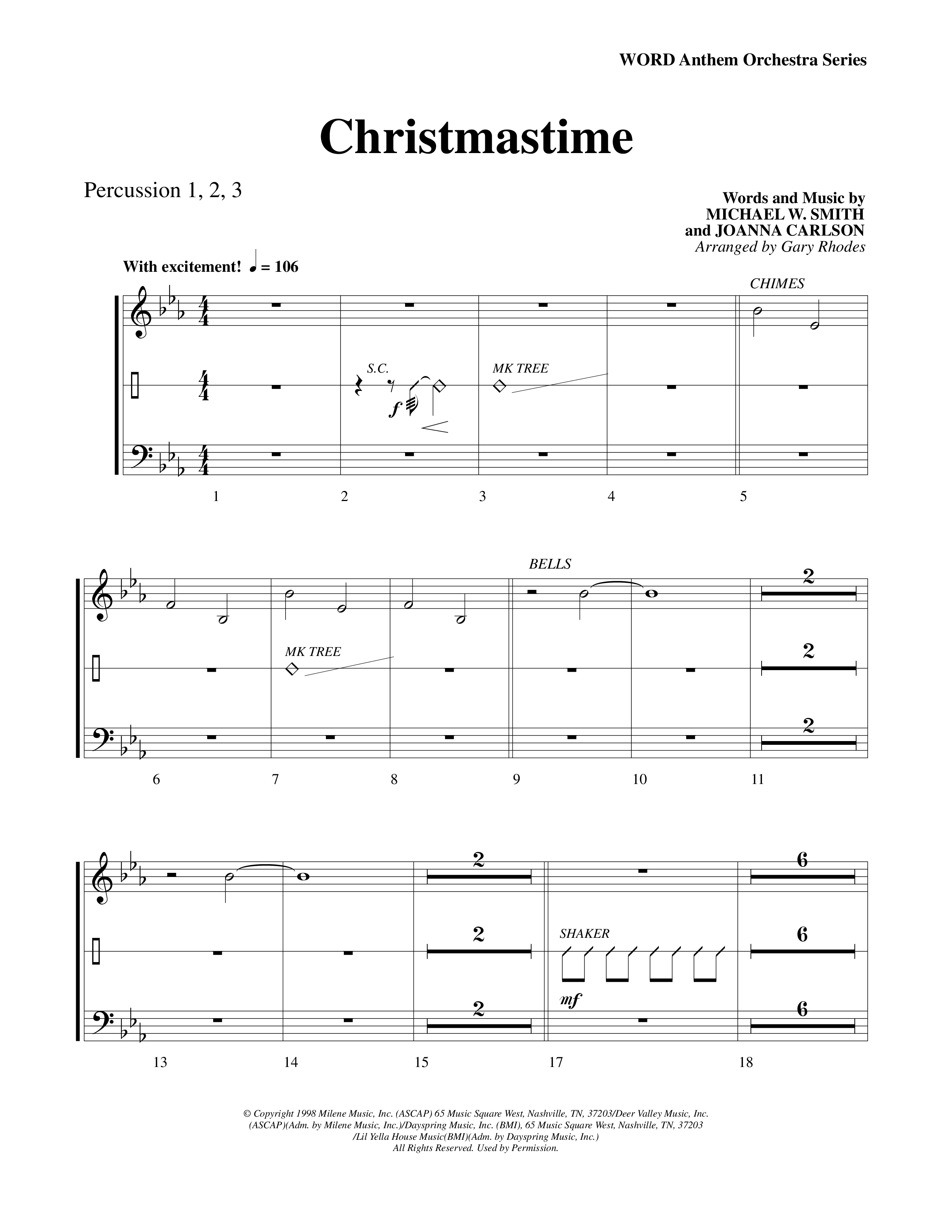 Christmastime (Choral Anthem SATB) Percussion (Word Music Choral / Arr. Gary Rhodes / Orch. Lee Poquette)