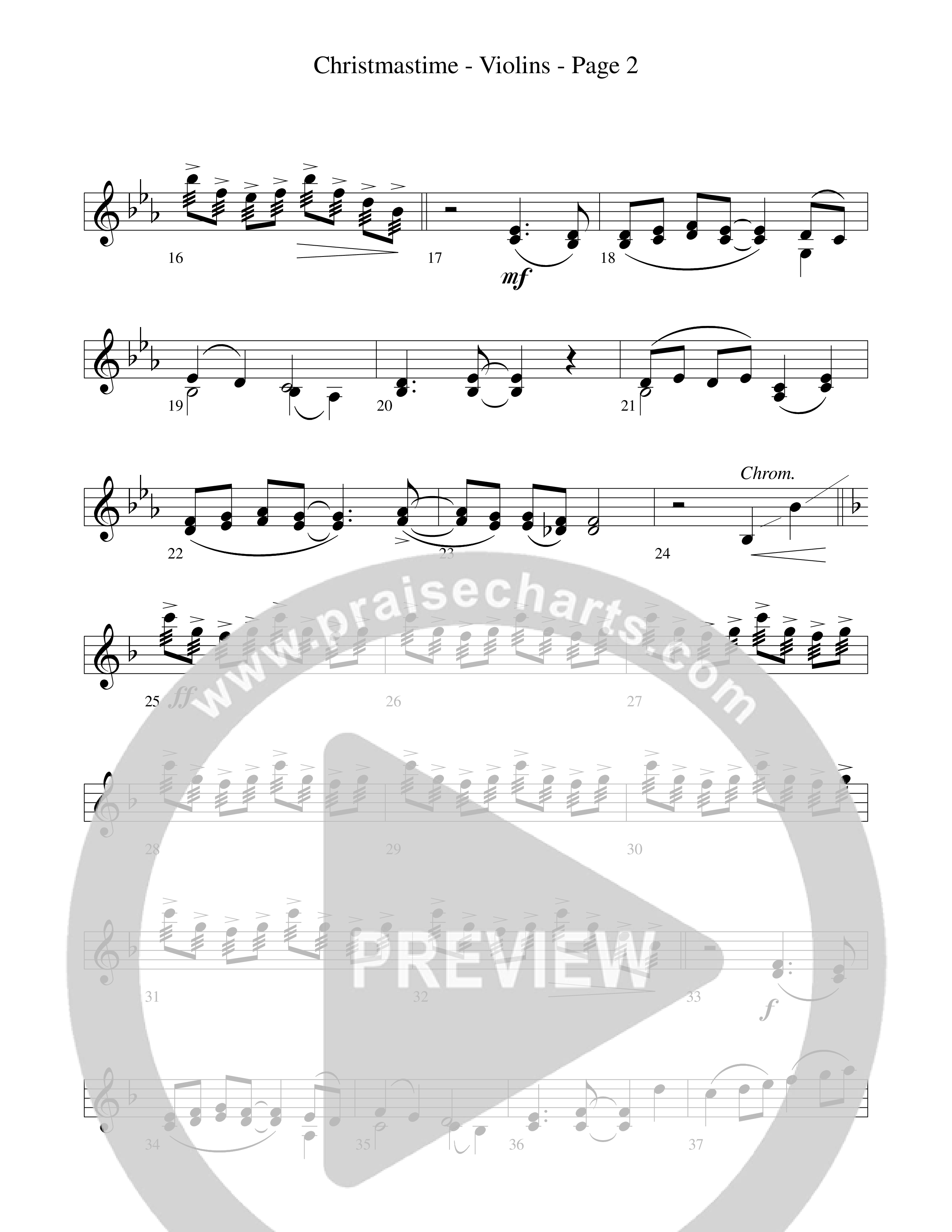 Christmastime (Choral Anthem SATB) Violins (Word Music Choral / Arr. Gary Rhodes / Orch. Lee Poquette)
