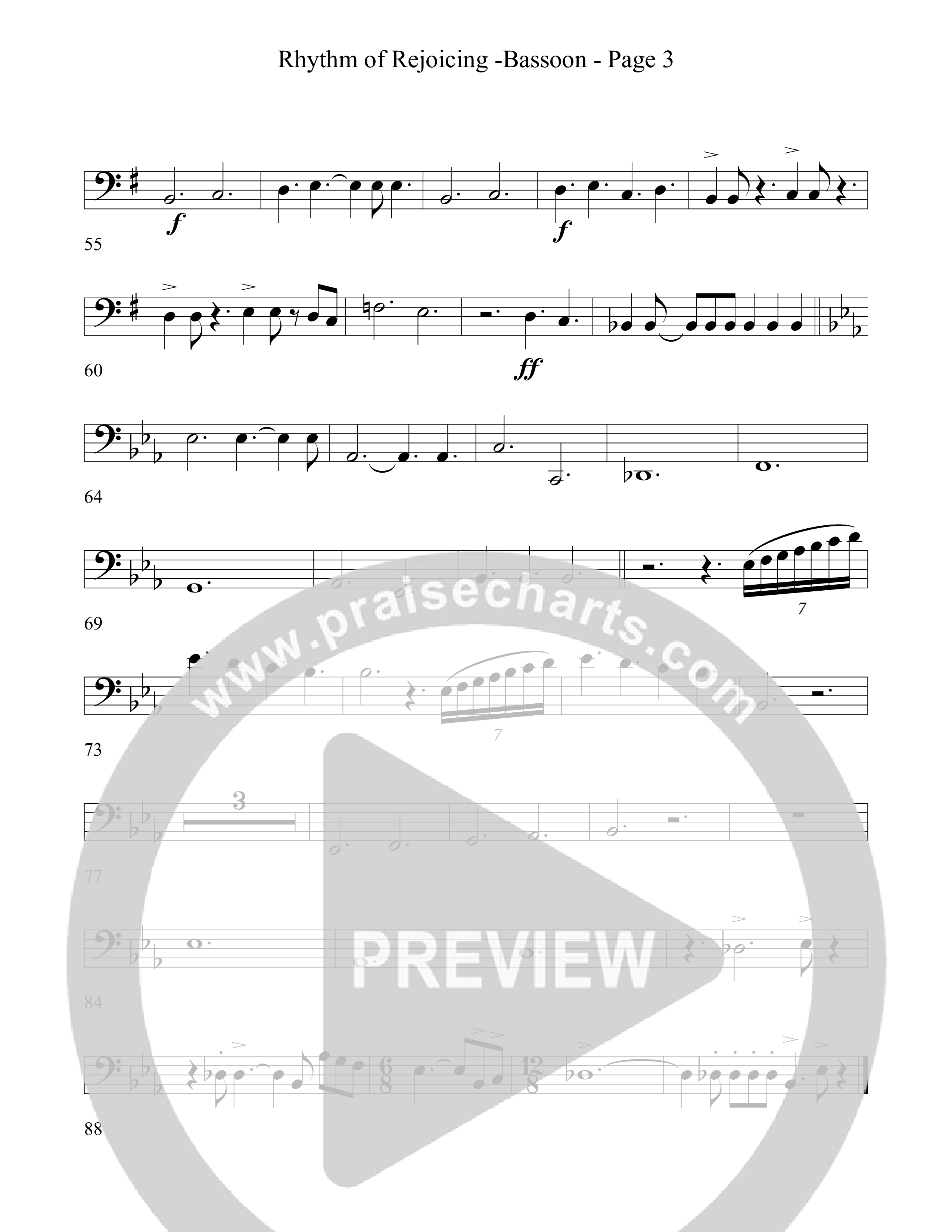 Rhythm Of Rejoicing (with Joy To The World) (Choral Anthem) Bassoon (Word Music Choral)