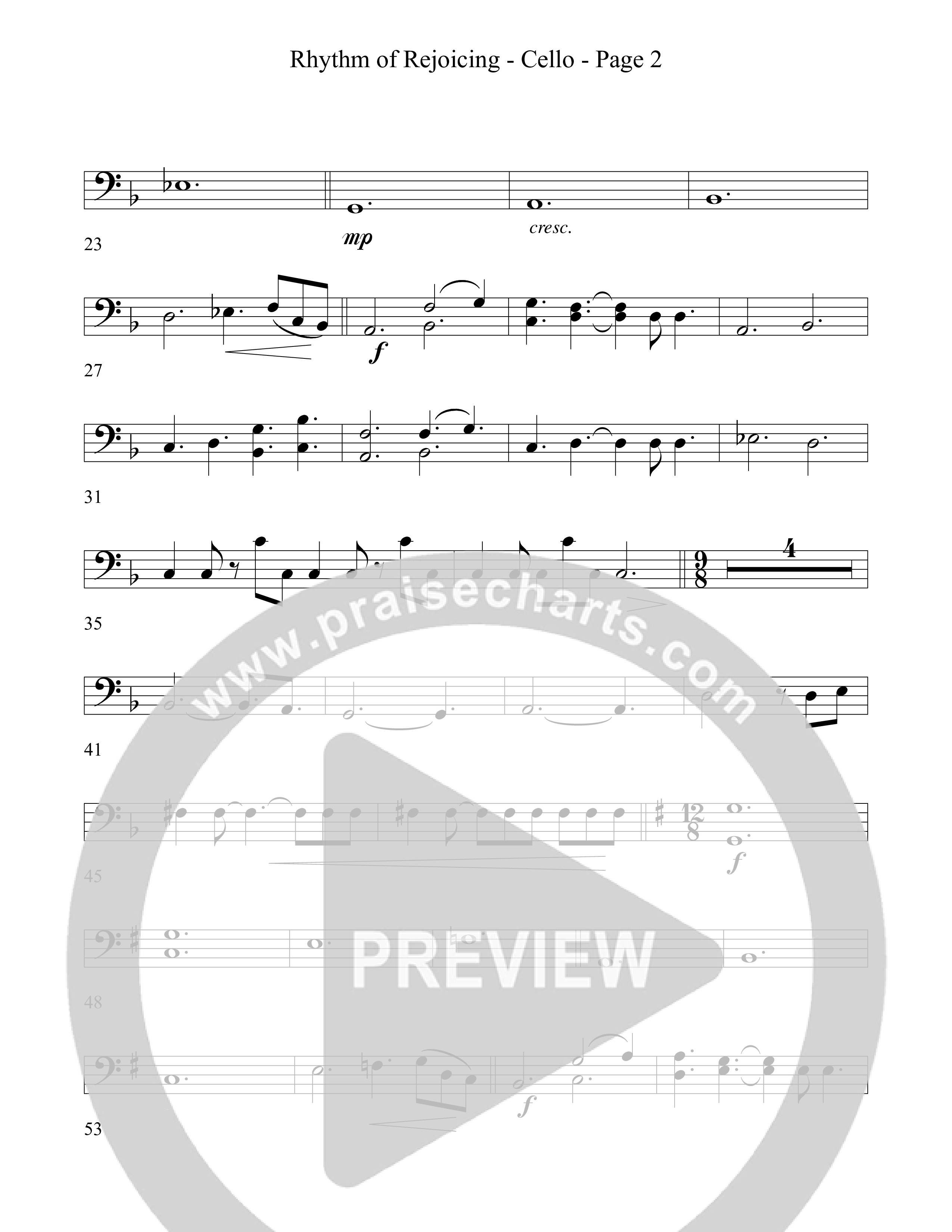 Rhythm Of Rejoicing (with Joy To The World) (Choral Anthem) Cello (Word Music Choral)