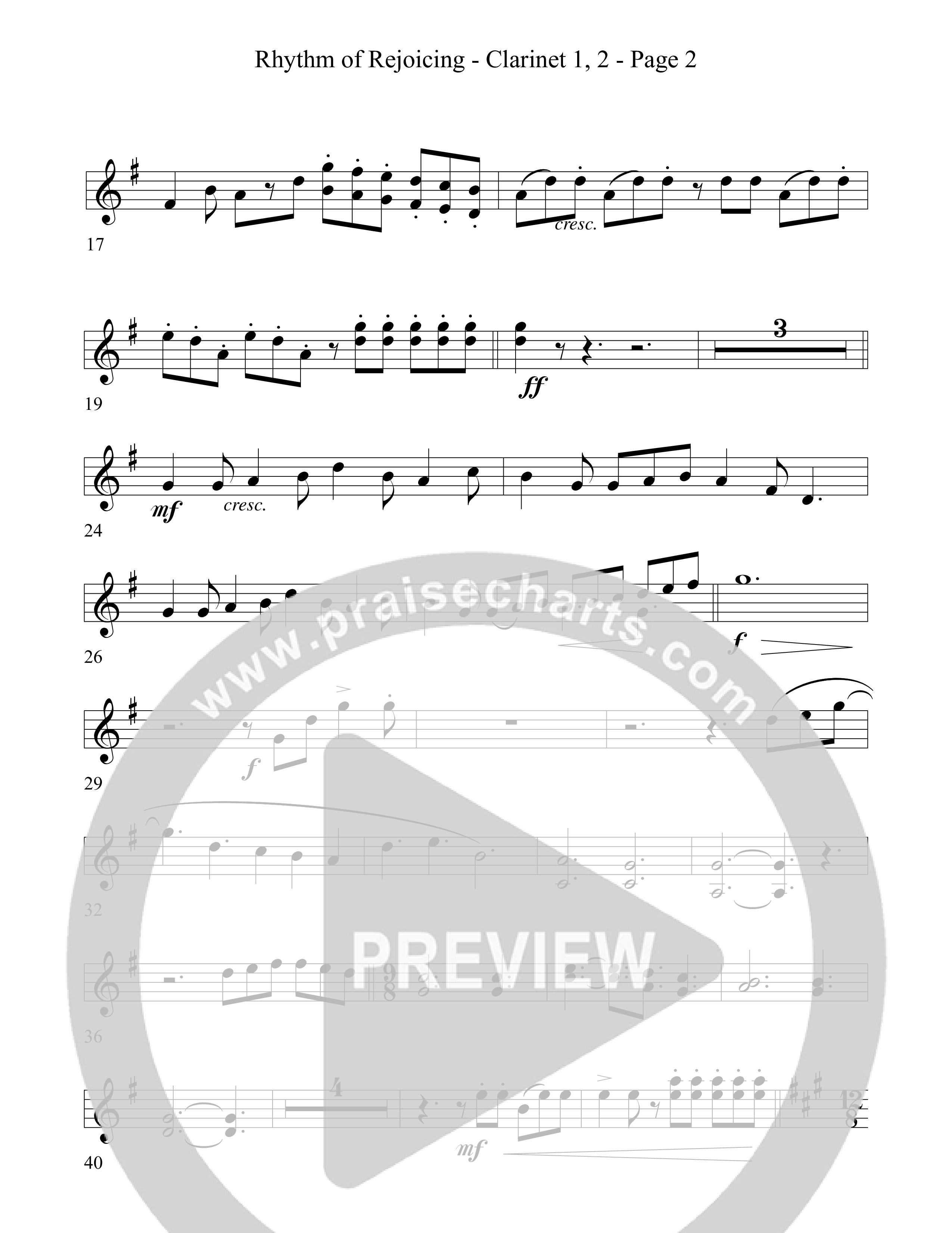 Rhythm Of Rejoicing (with Joy To The World) (Choral Anthem) Clarinet 1/2 (Word Music Choral)