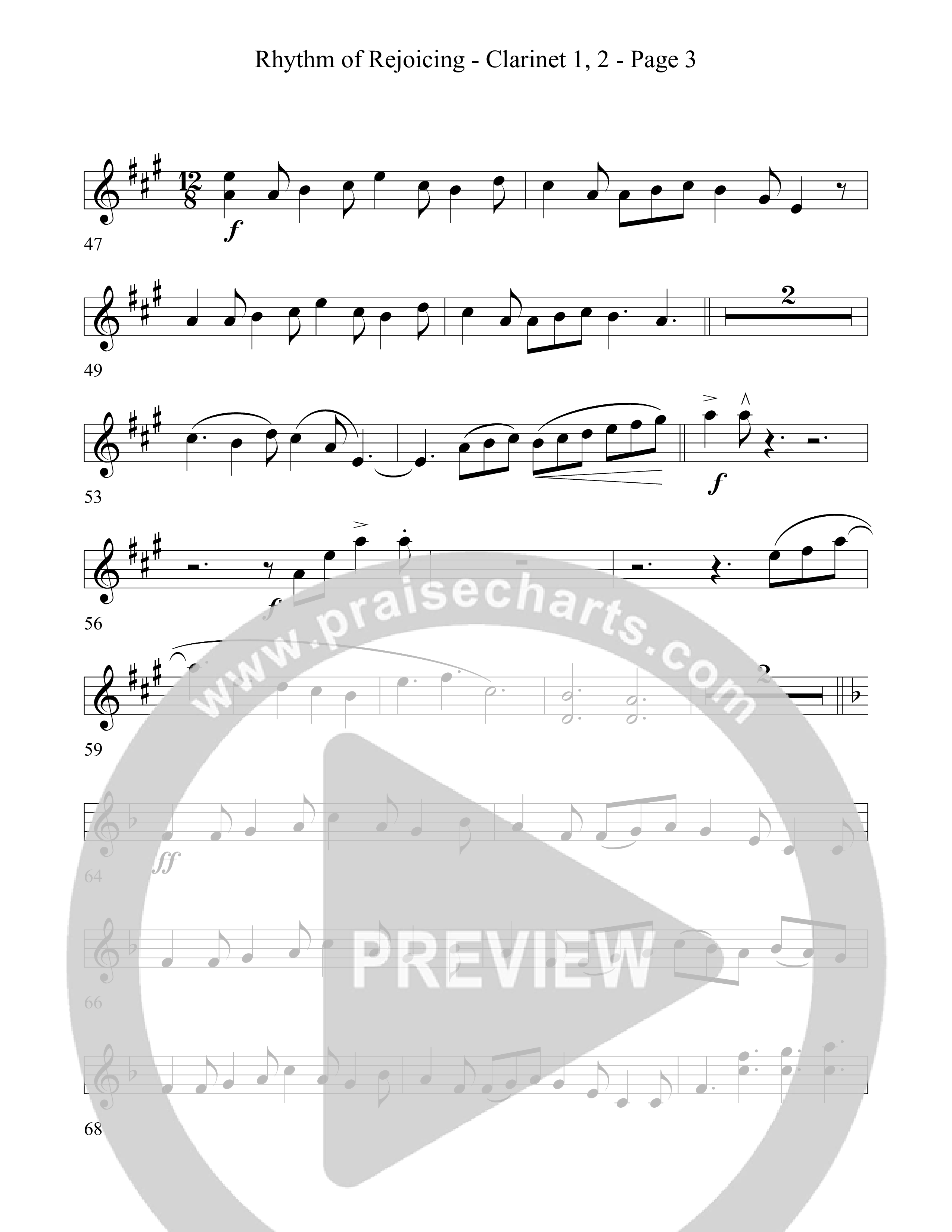 Rhythm Of Rejoicing (with Joy To The World) (Choral Anthem) Clarinet 1/2 (Word Music Choral)