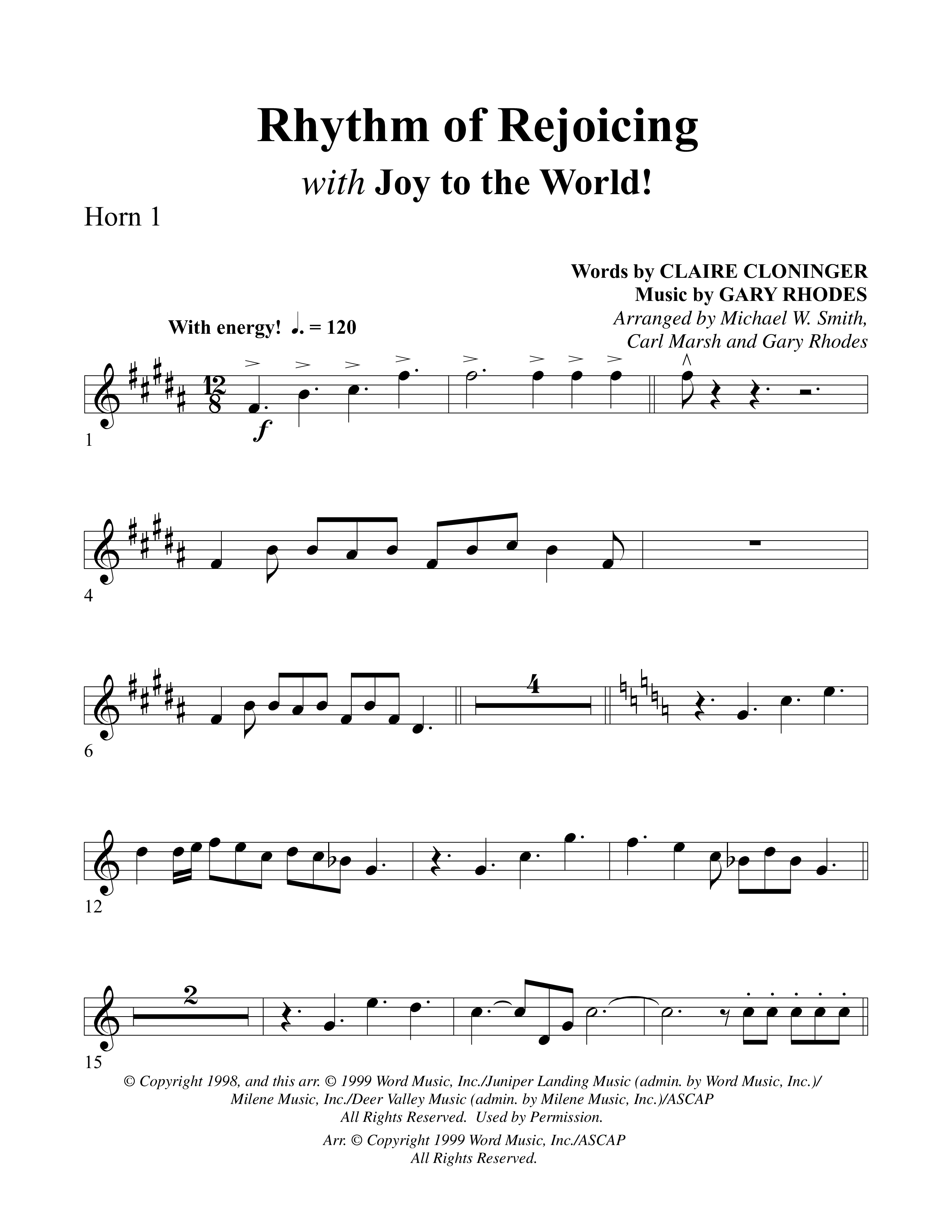 Rhythm Of Rejoicing (with Joy To The World) (Choral Anthem) French Horn (Word Music Choral)