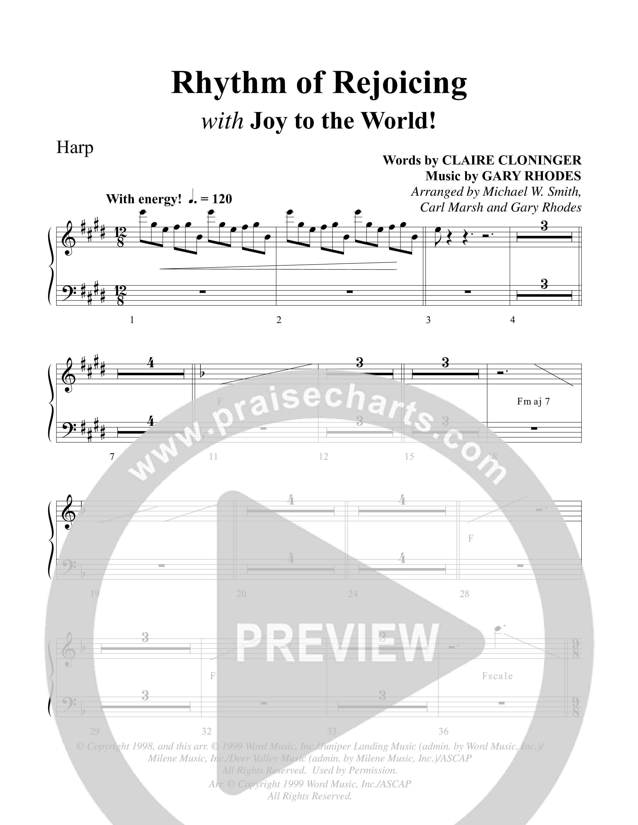 Rhythm Of Rejoicing (with Joy To The World) (Choral Anthem) Harp (Word Music Choral)