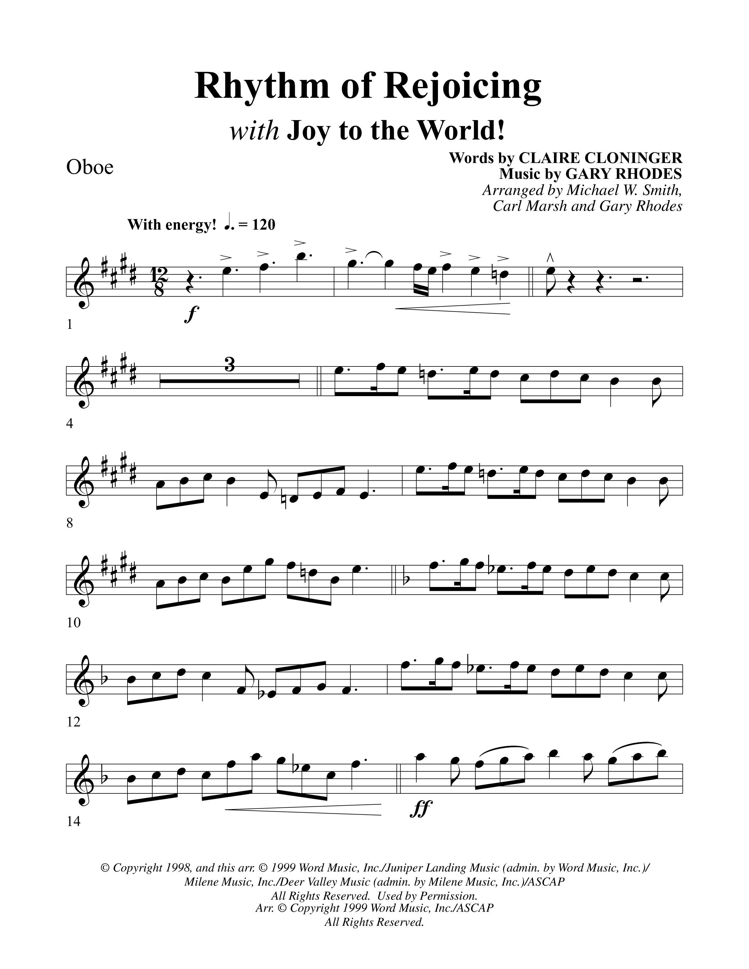 Rhythm Of Rejoicing (with Joy To The World) (Choral Anthem) Oboe (Word Music Choral)