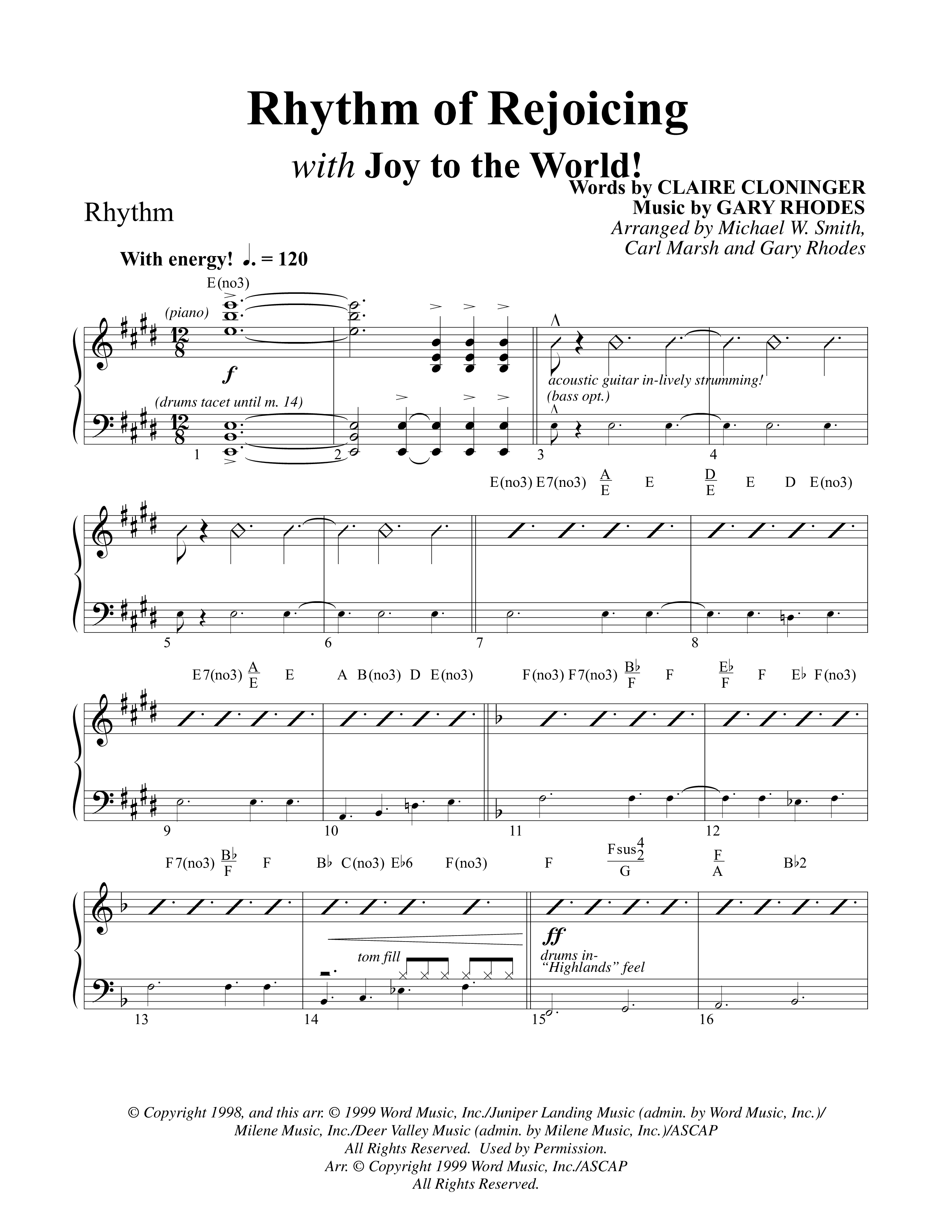 Rhythm Of Rejoicing (with Joy To The World) (Choral Anthem) Rhythm Chart (Word Music Choral)