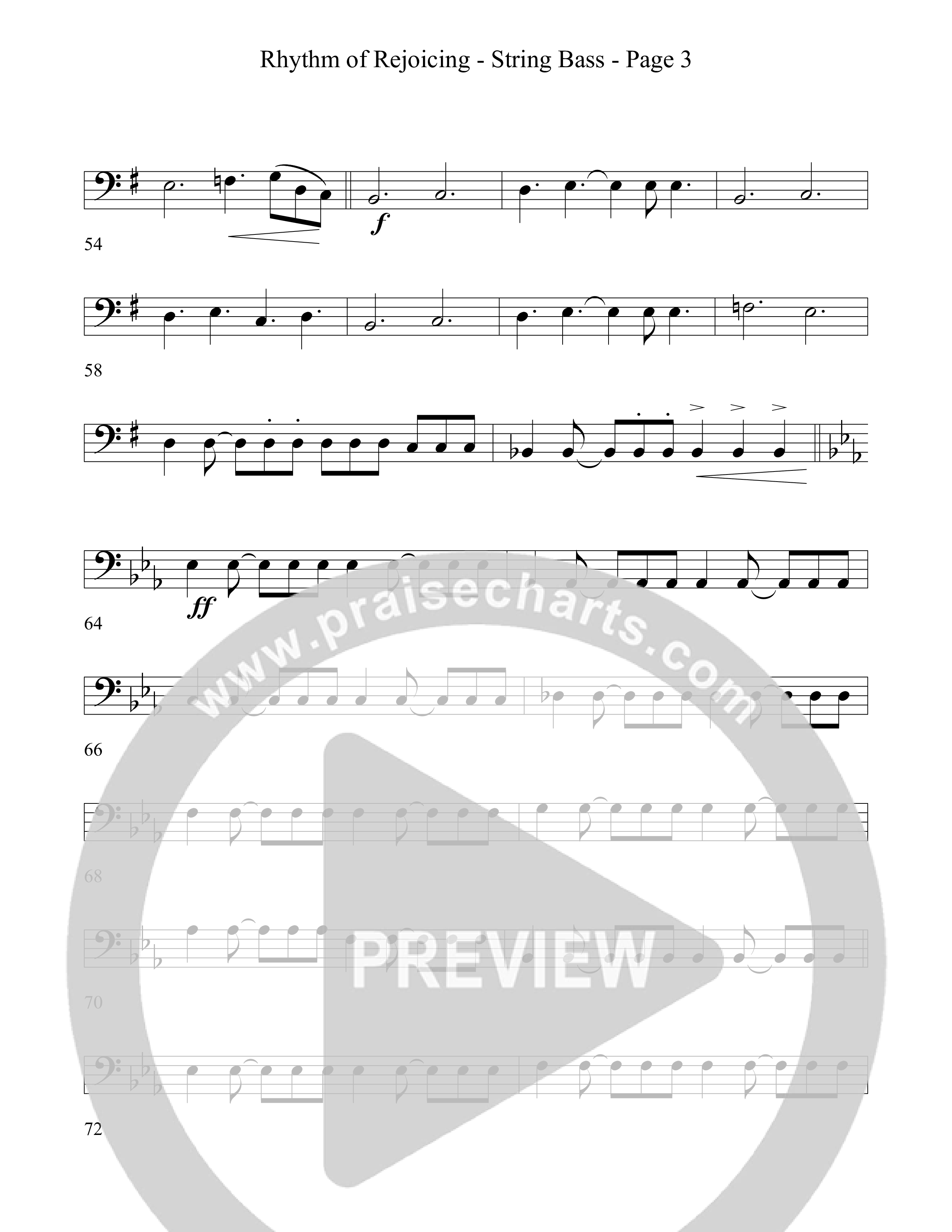 Rhythm Of Rejoicing (with Joy To The World) (Choral Anthem) String Bass (Word Music Choral)