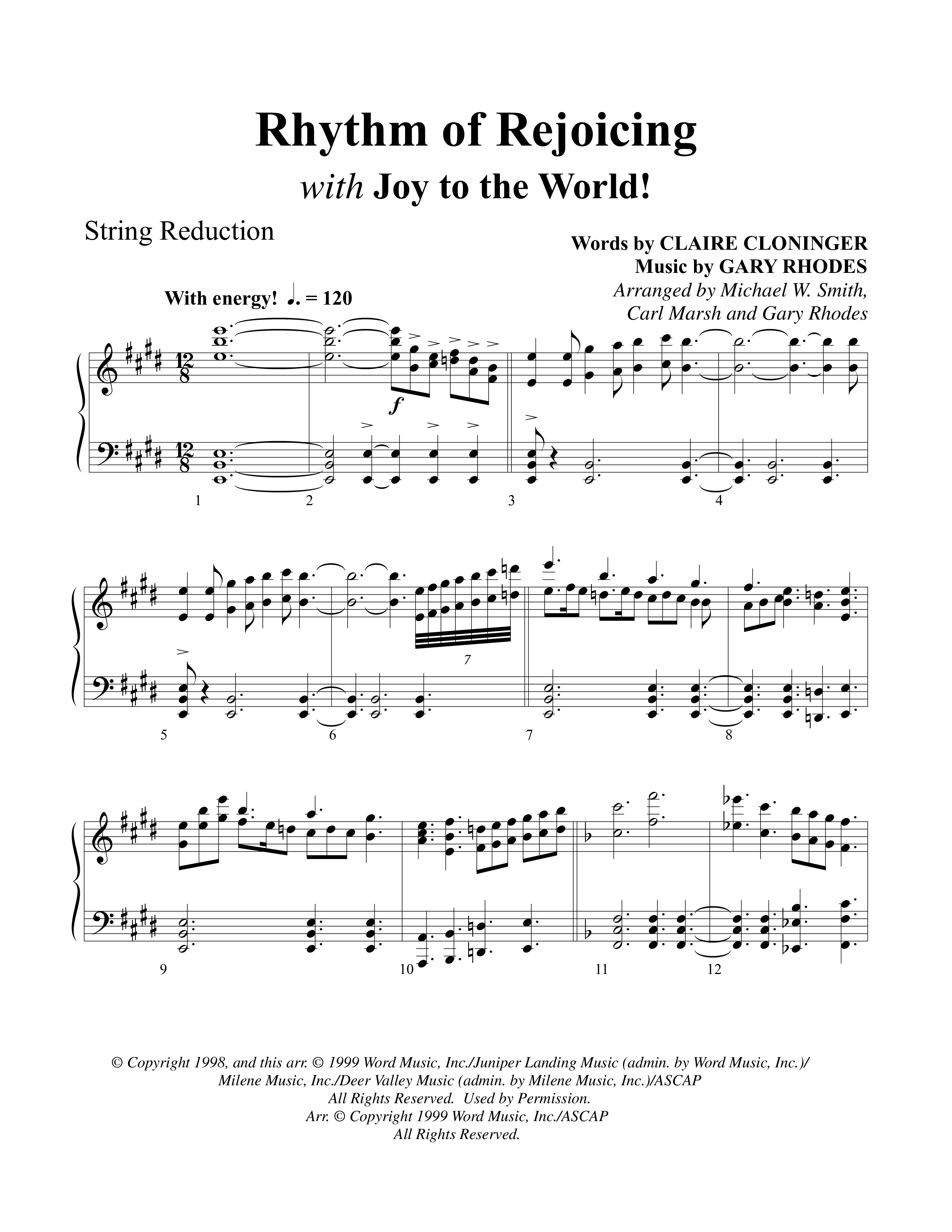Rhythm Of Rejoicing (with Joy To The World) (Choral Anthem) String Reduction (Word Music Choral)