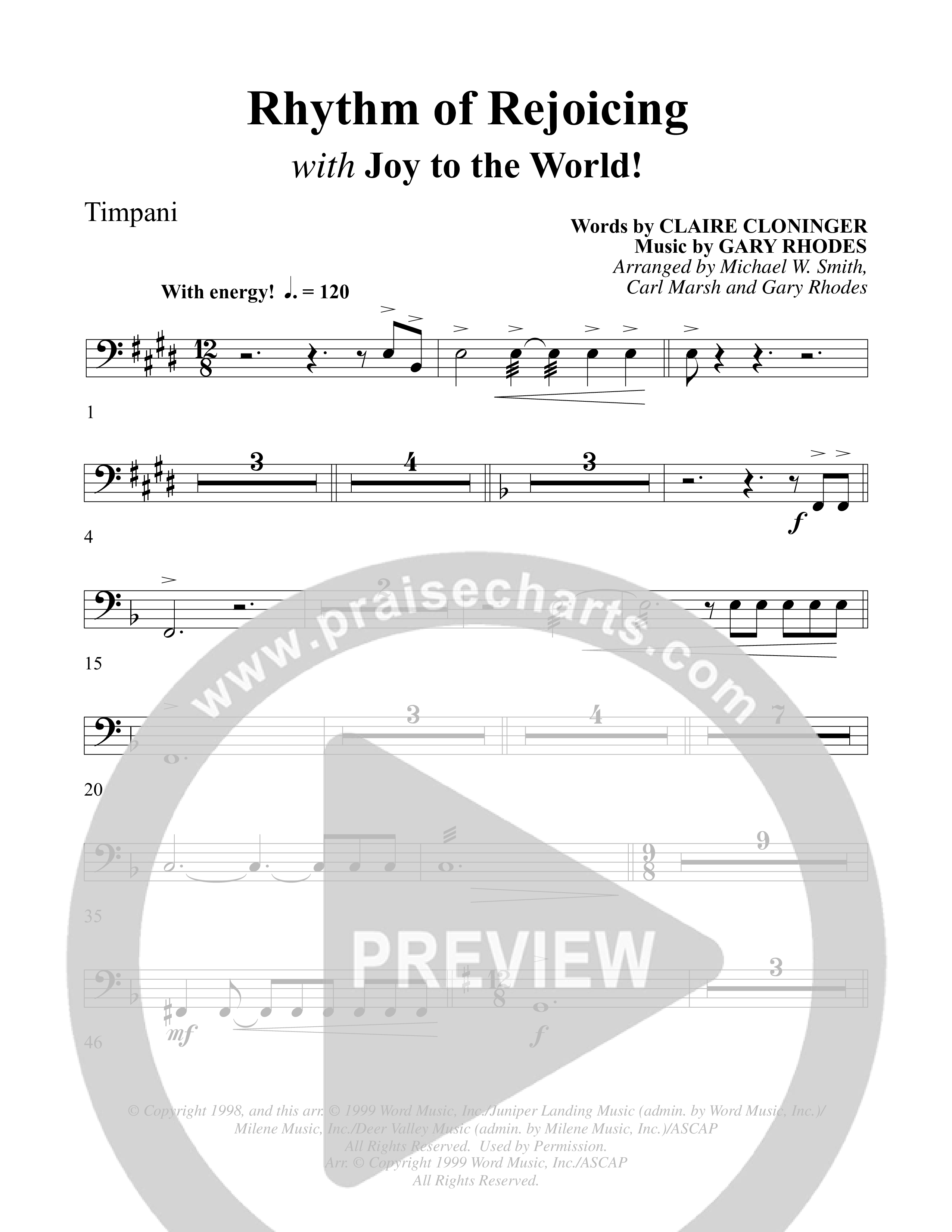 Rhythm Of Rejoicing (with Joy To The World) (Choral Anthem) Timpani (Word Music Choral)