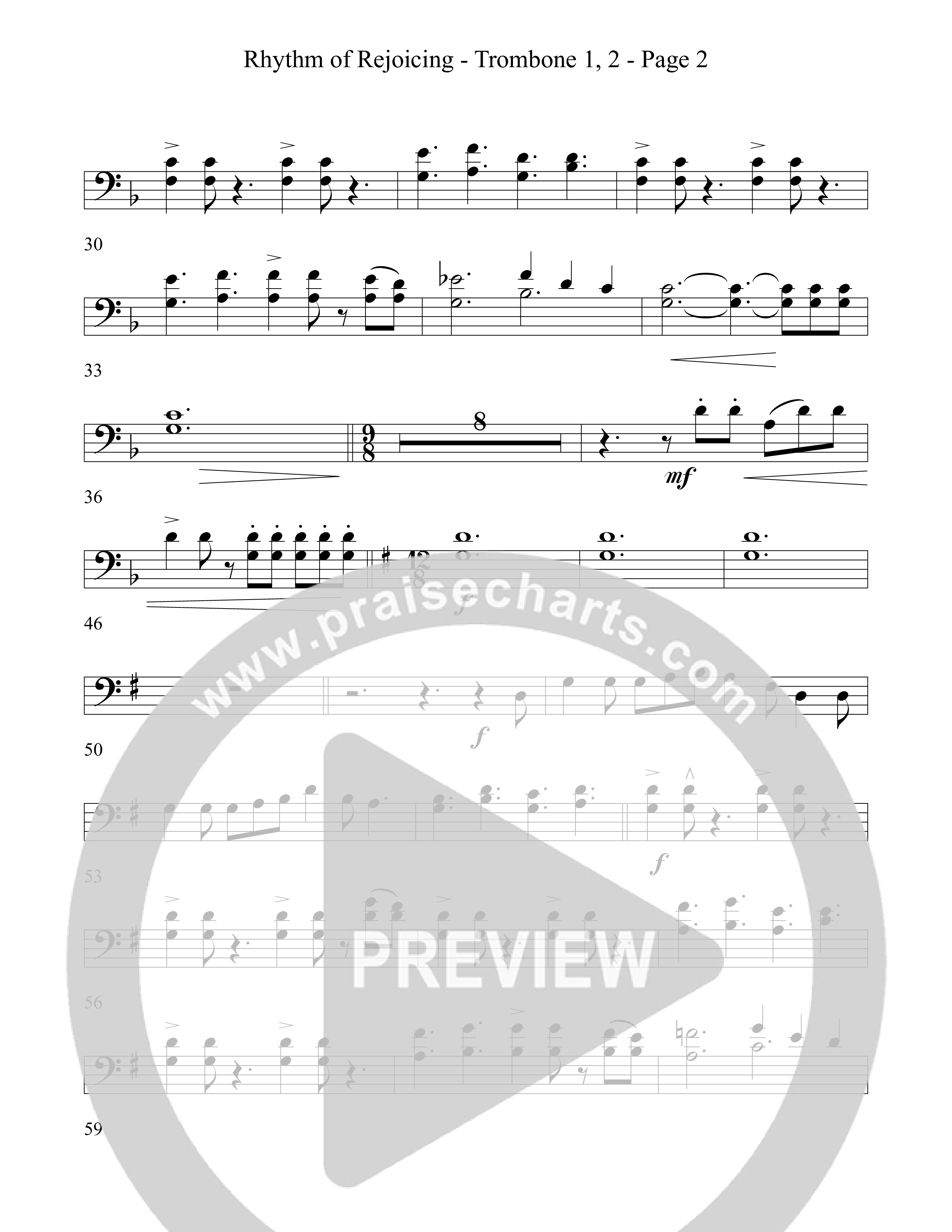 Rhythm Of Rejoicing (with Joy To The World) (Choral Anthem) Trombone 1/2 (Word Music Choral)