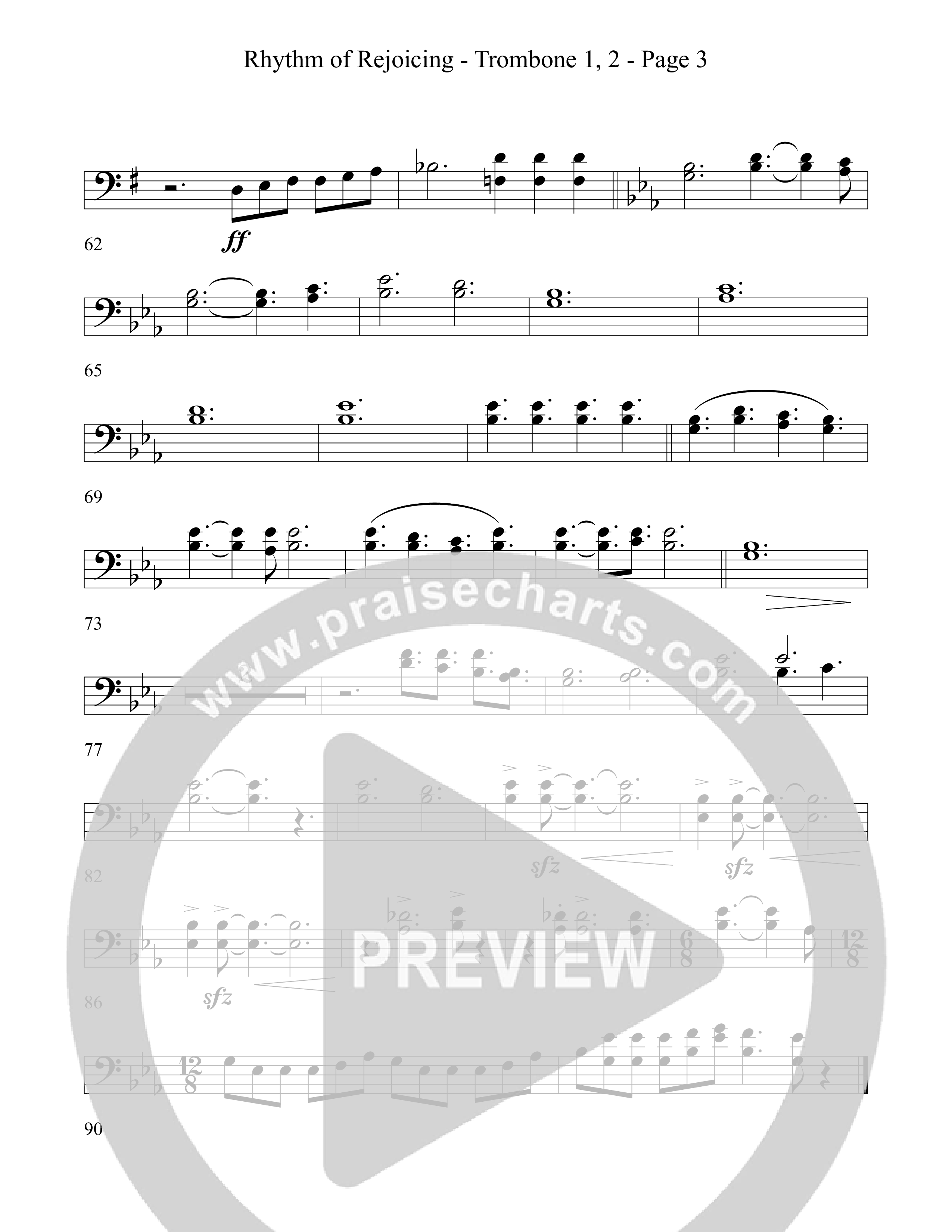 Rhythm Of Rejoicing (with Joy To The World) (Choral Anthem) Trombone 1/2 (Word Music Choral)