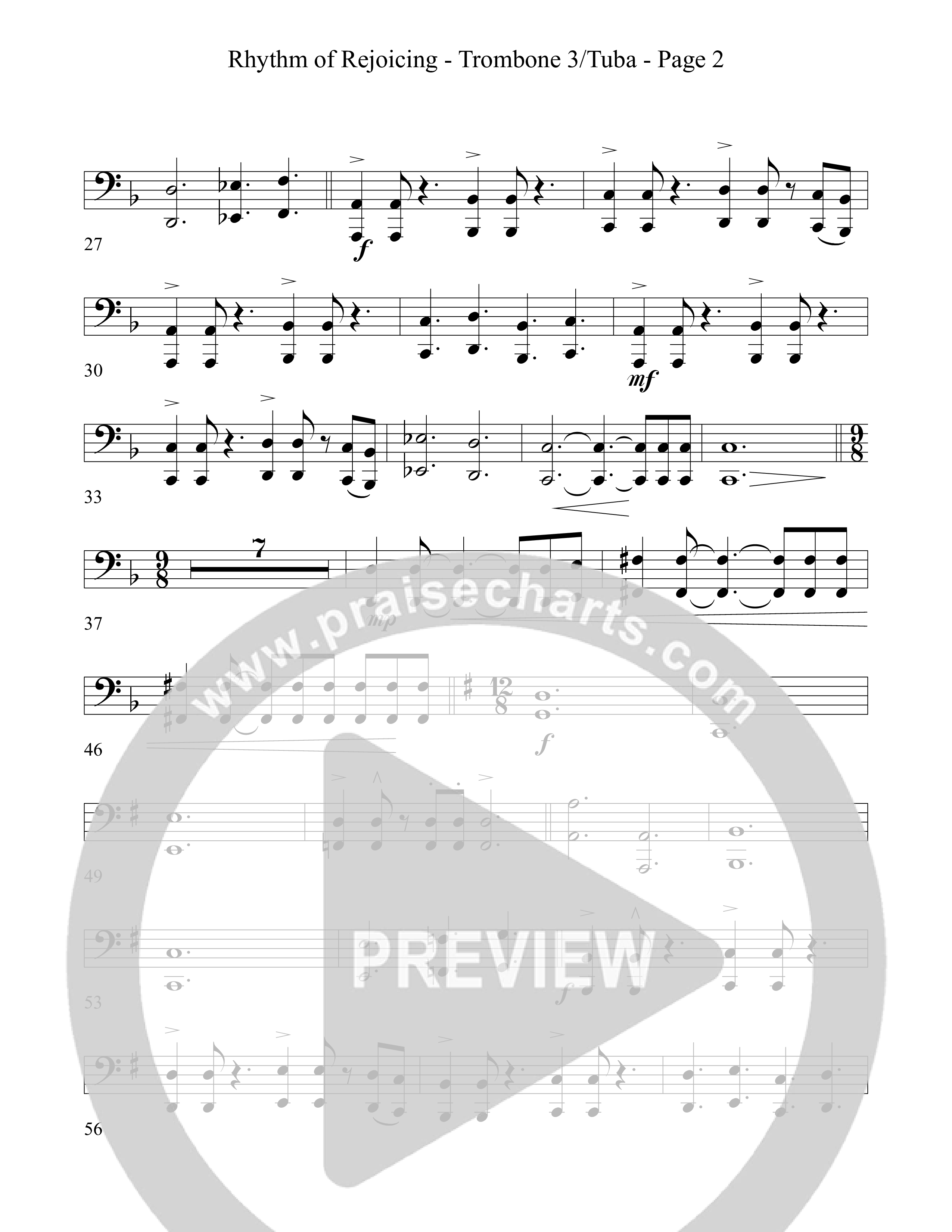 Rhythm Of Rejoicing (with Joy To The World) (Choral Anthem) Trombone 3/Tuba (Word Music Choral)