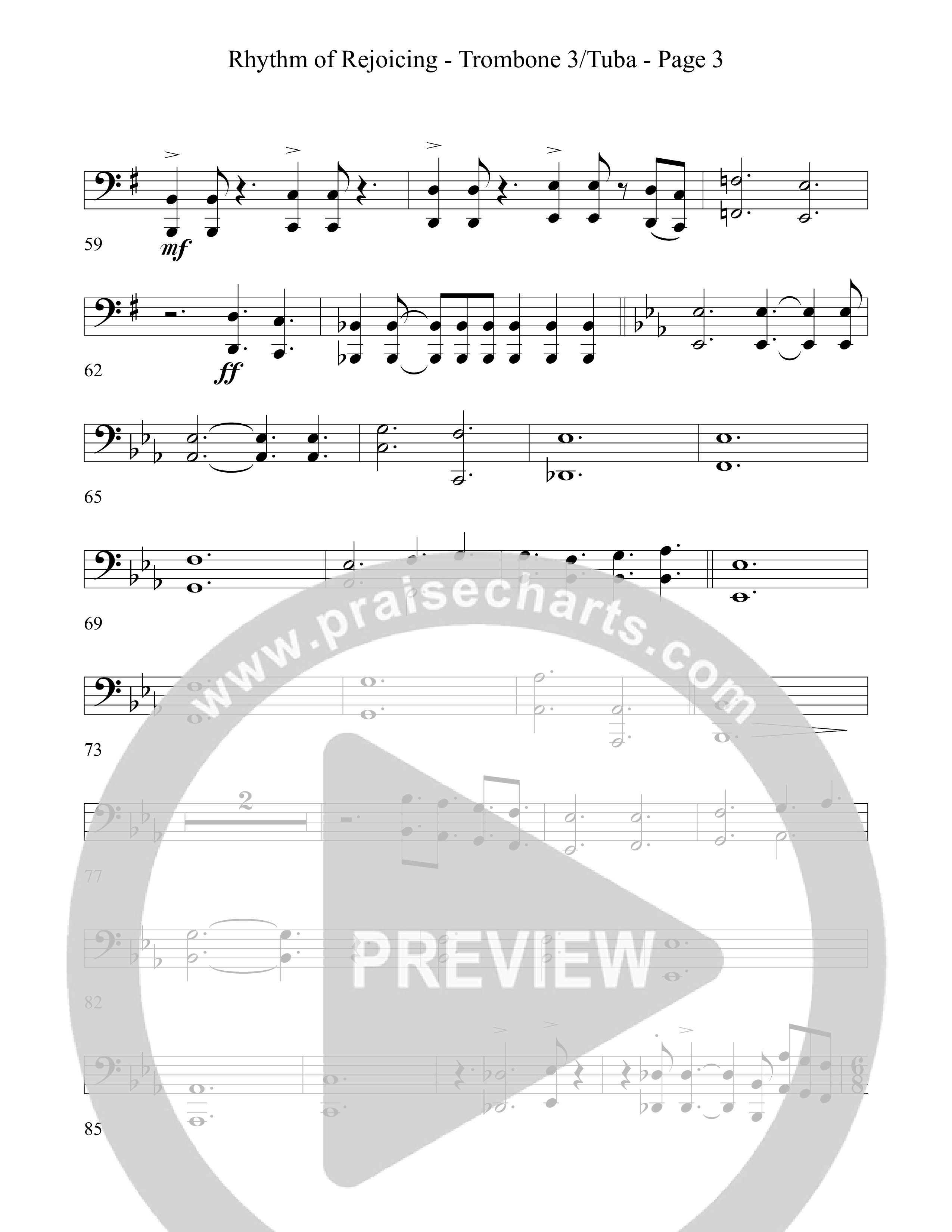 Rhythm Of Rejoicing (with Joy To The World) (Choral Anthem) Trombone 3/Tuba (Word Music Choral)