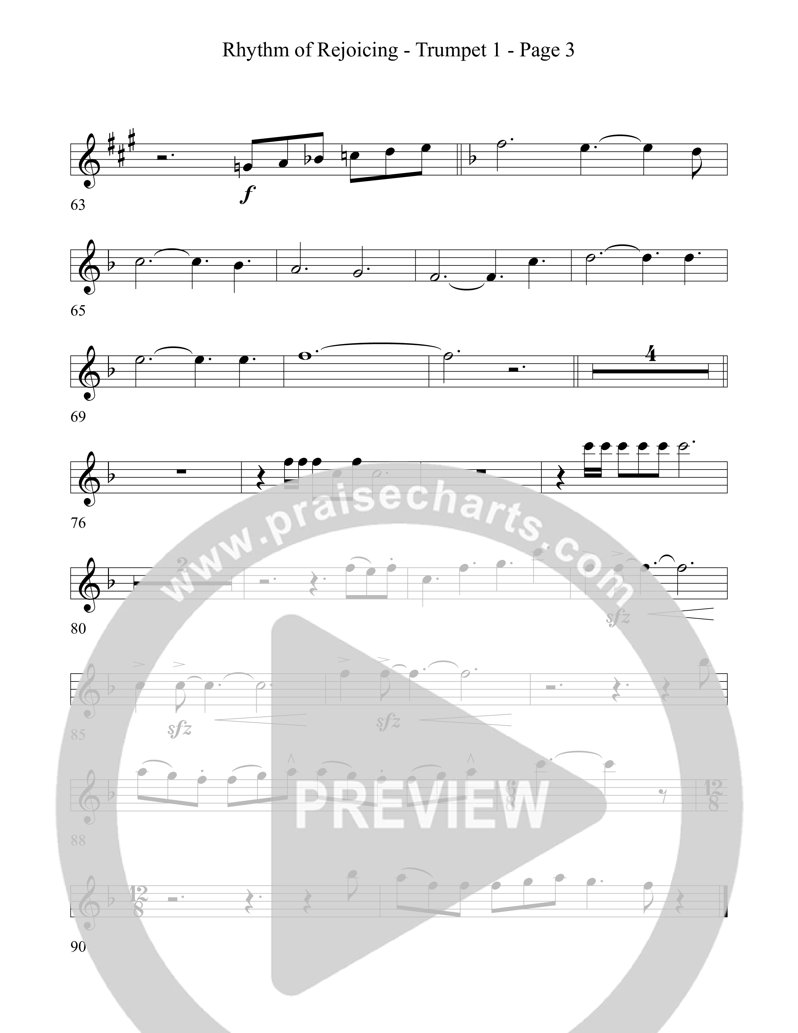 Rhythm Of Rejoicing (with Joy To The World) (Choral Anthem) Trumpet 1 (Word Music Choral)