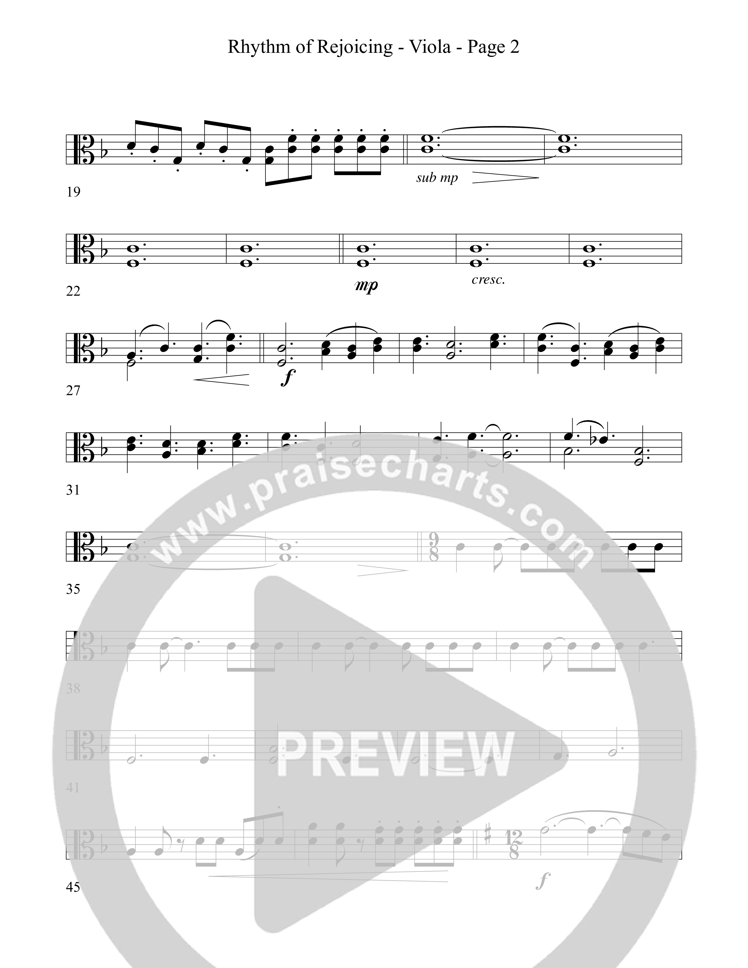 Rhythm Of Rejoicing (with Joy To The World) (Choral Anthem) Viola (Word Music Choral)