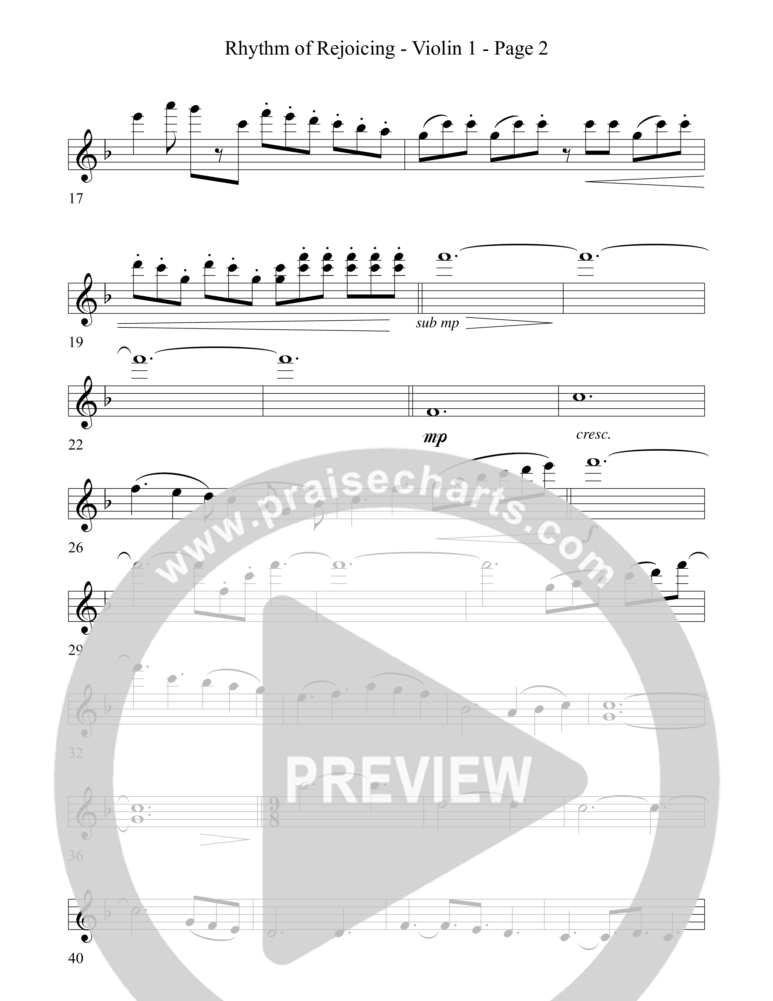 Rhythm Of Rejoicing (with Joy To The World) (Choral Anthem) Violin 1 (Word Music Choral)