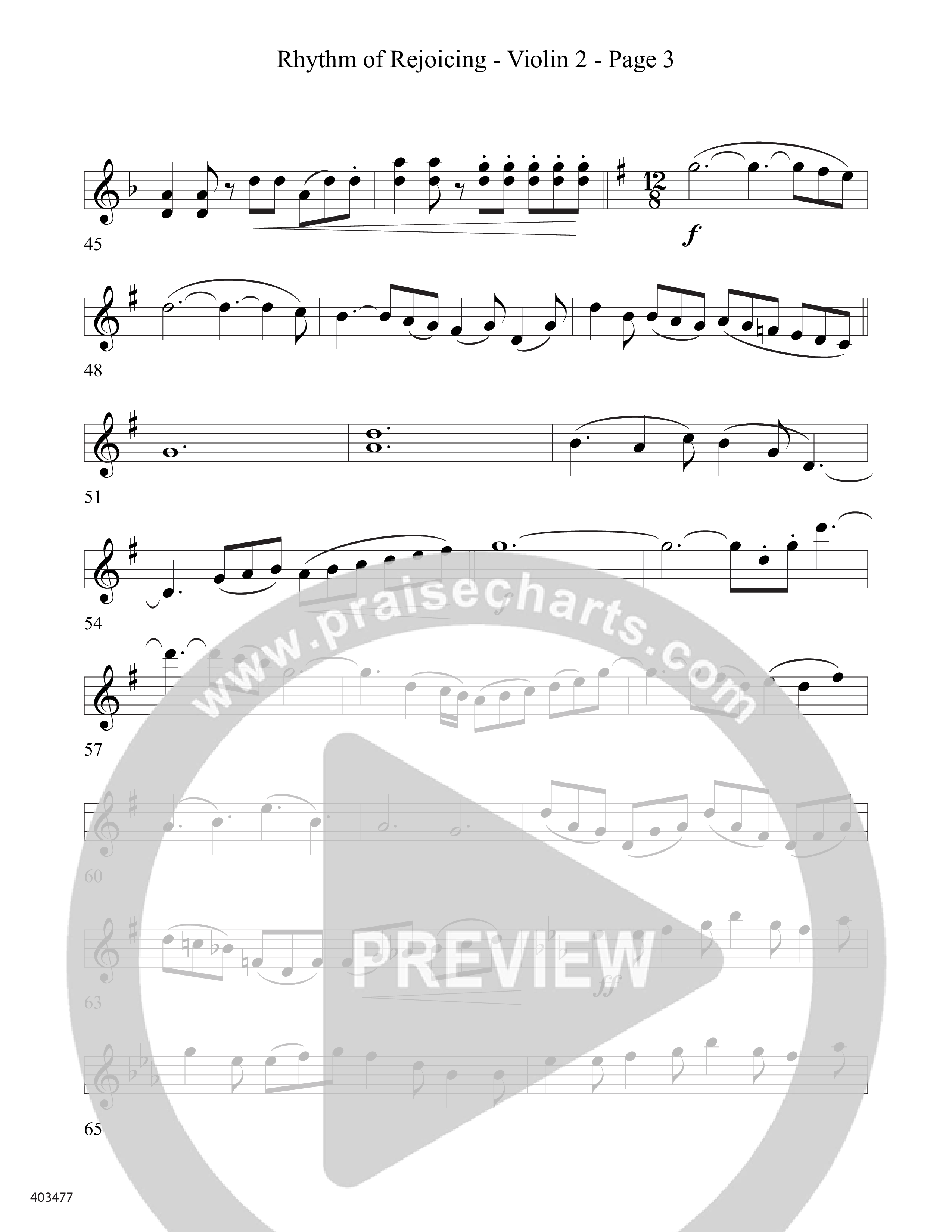 Rhythm Of Rejoicing (with Joy To The World) (Choral Anthem) Violin 2 (Word Music Choral)