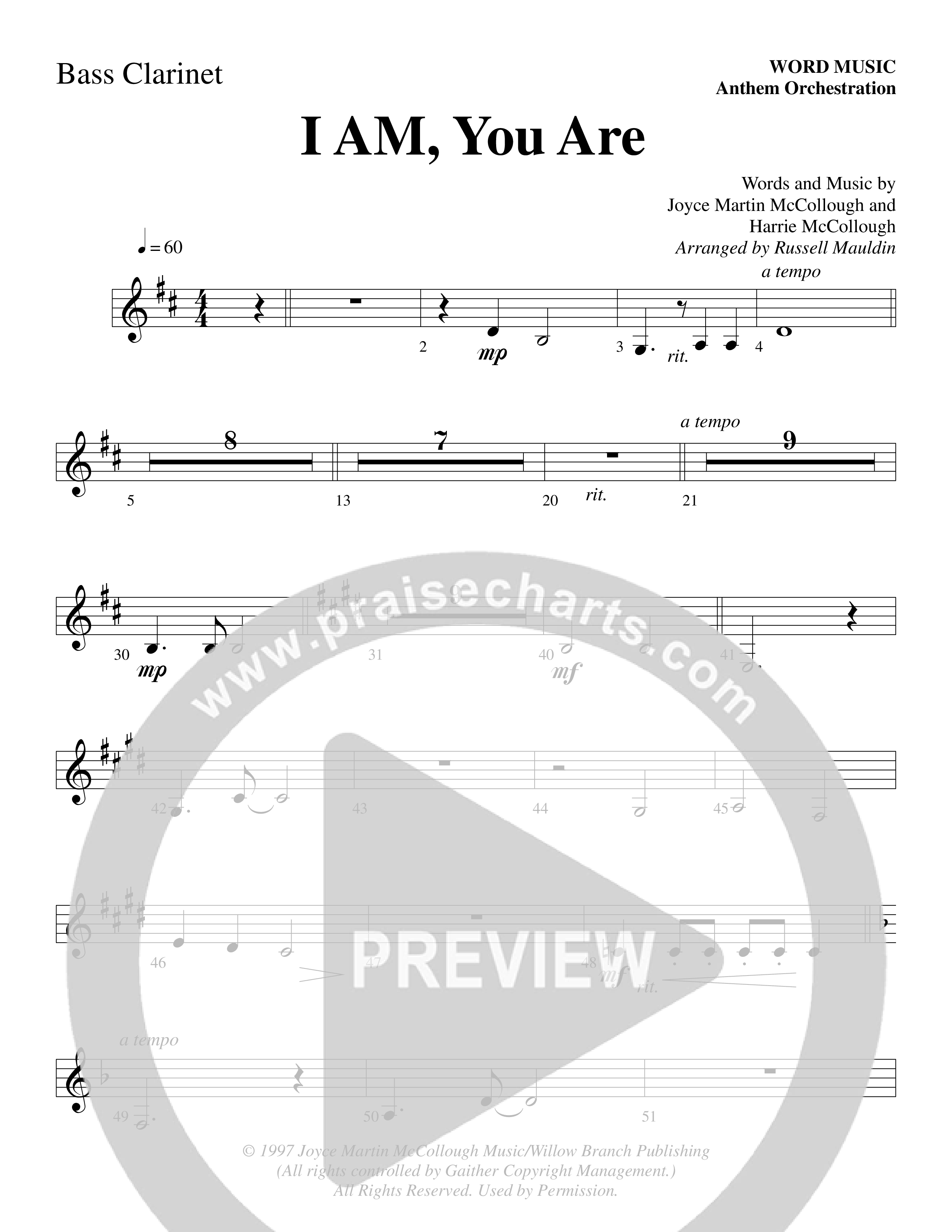 I AM You Are (Choral Anthem SATB) Bass Clarinet (Word Music Choral / Arr. Russell Mauldin)
