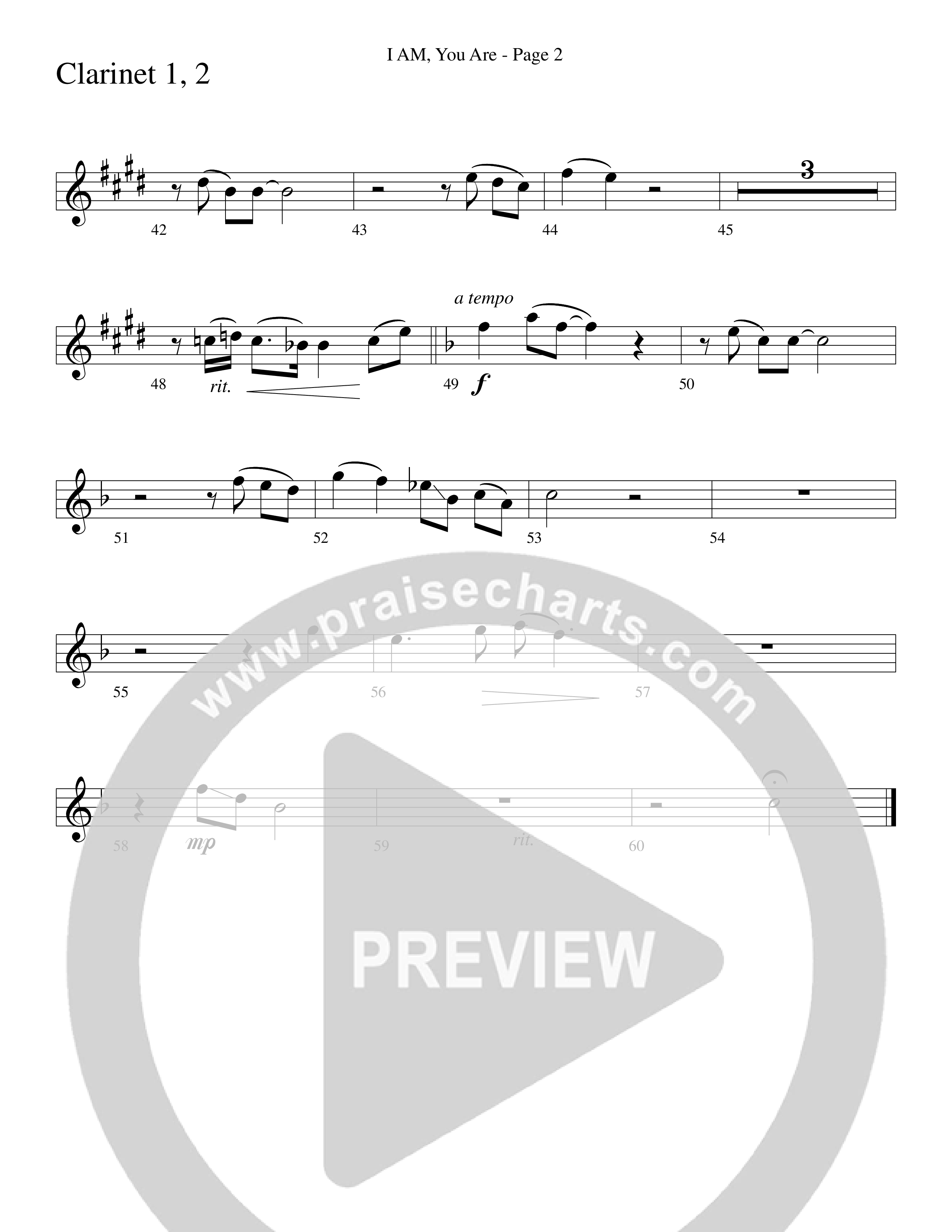 I AM You Are (Choral Anthem SATB) Clarinet 1/2 (Word Music Choral / Arr. Russell Mauldin)