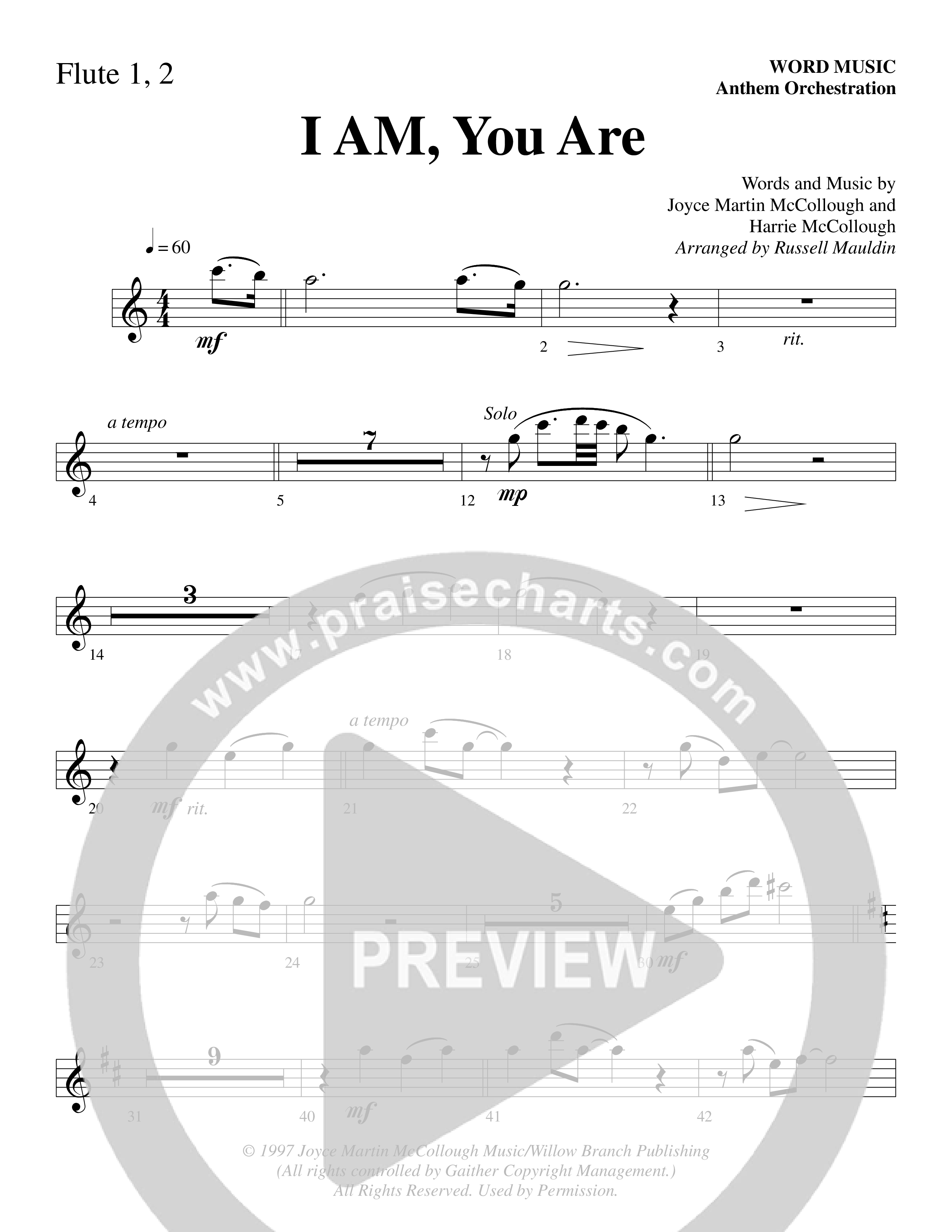 I AM You Are (Choral Anthem SATB) Flute 1/2 (Word Music Choral / Arr. Russell Mauldin)