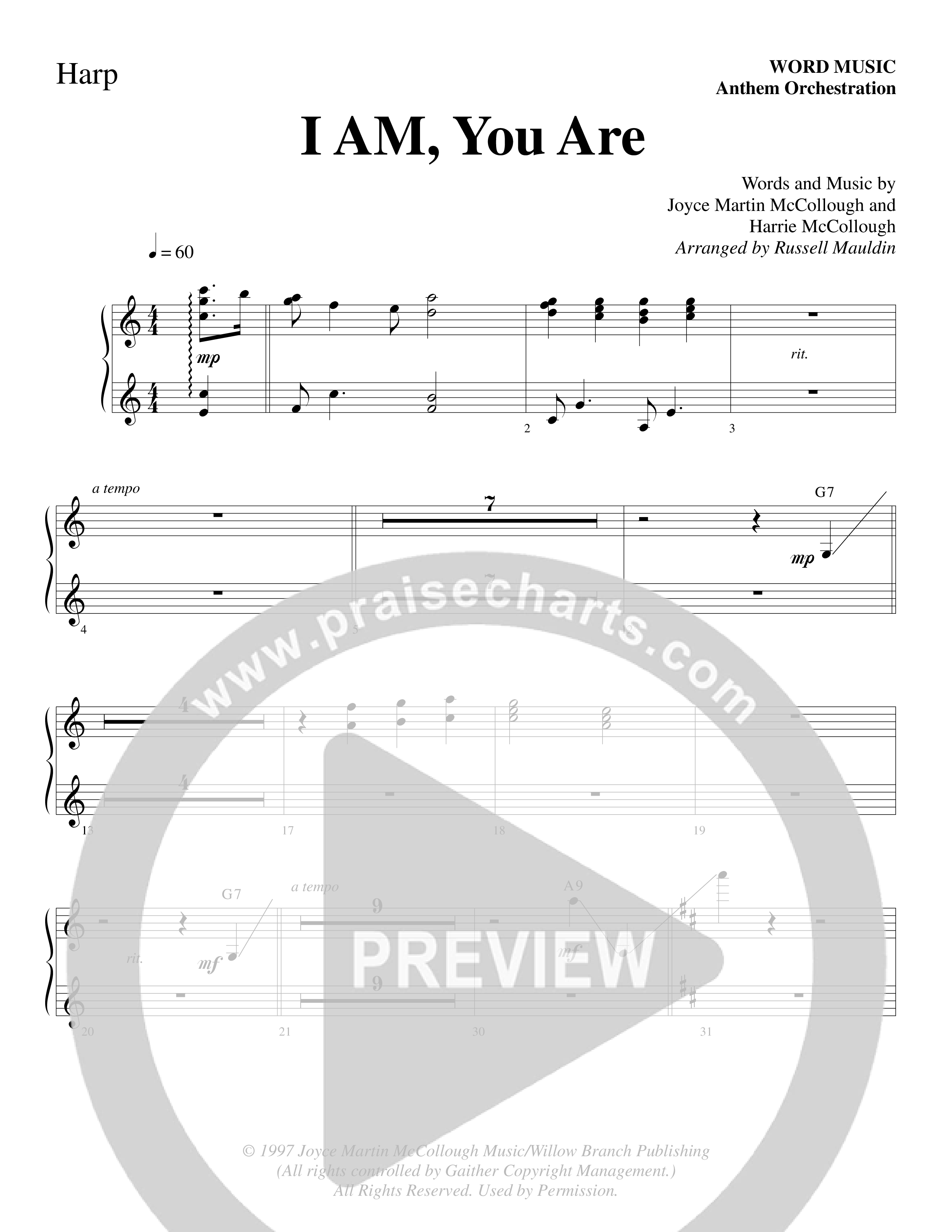 I AM You Are (Choral Anthem SATB) Harp (Word Music Choral / Arr. Russell Mauldin)