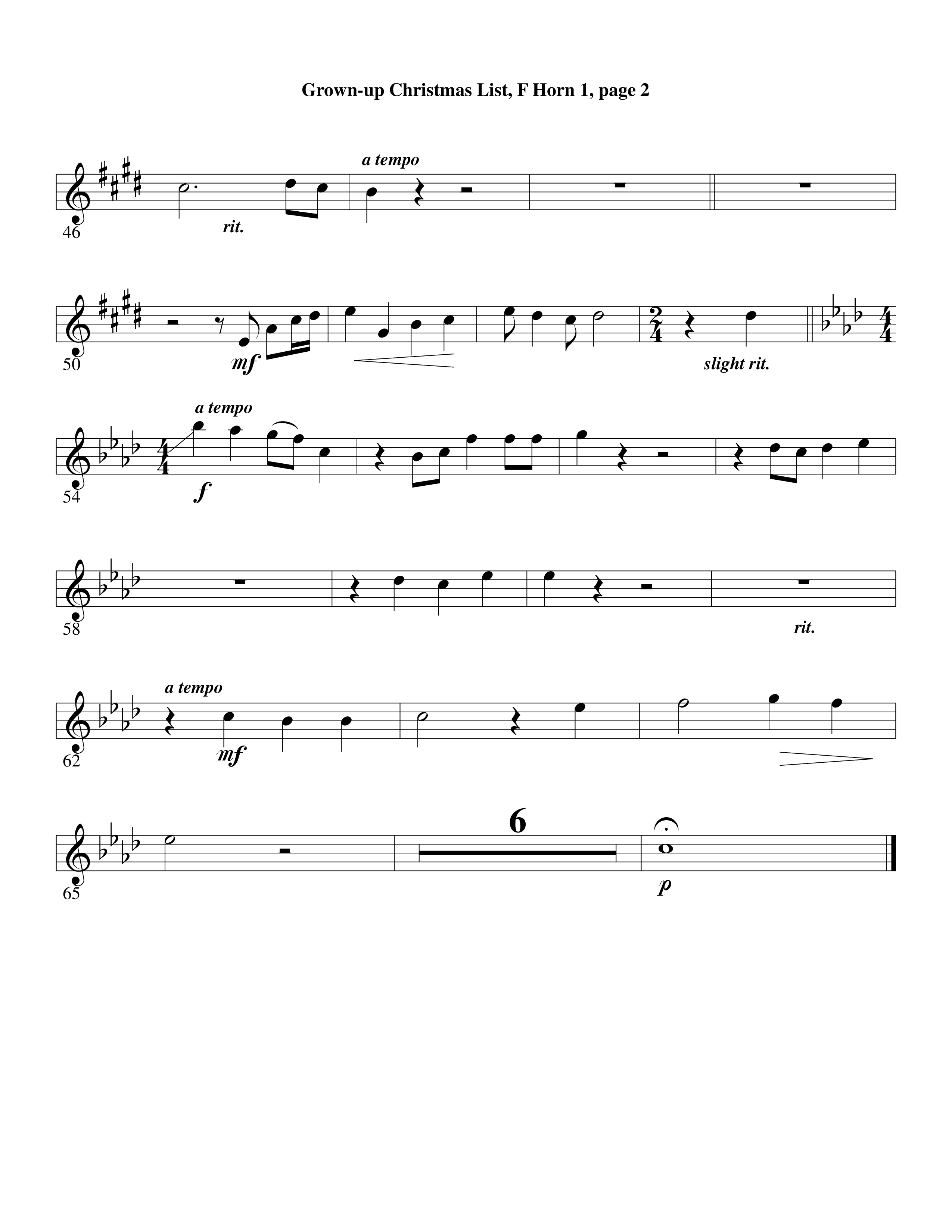 Grown Up Christmas List (Choral Anthem SATB) French Horn (Word Music Choral / Arr. David Clydesdale)